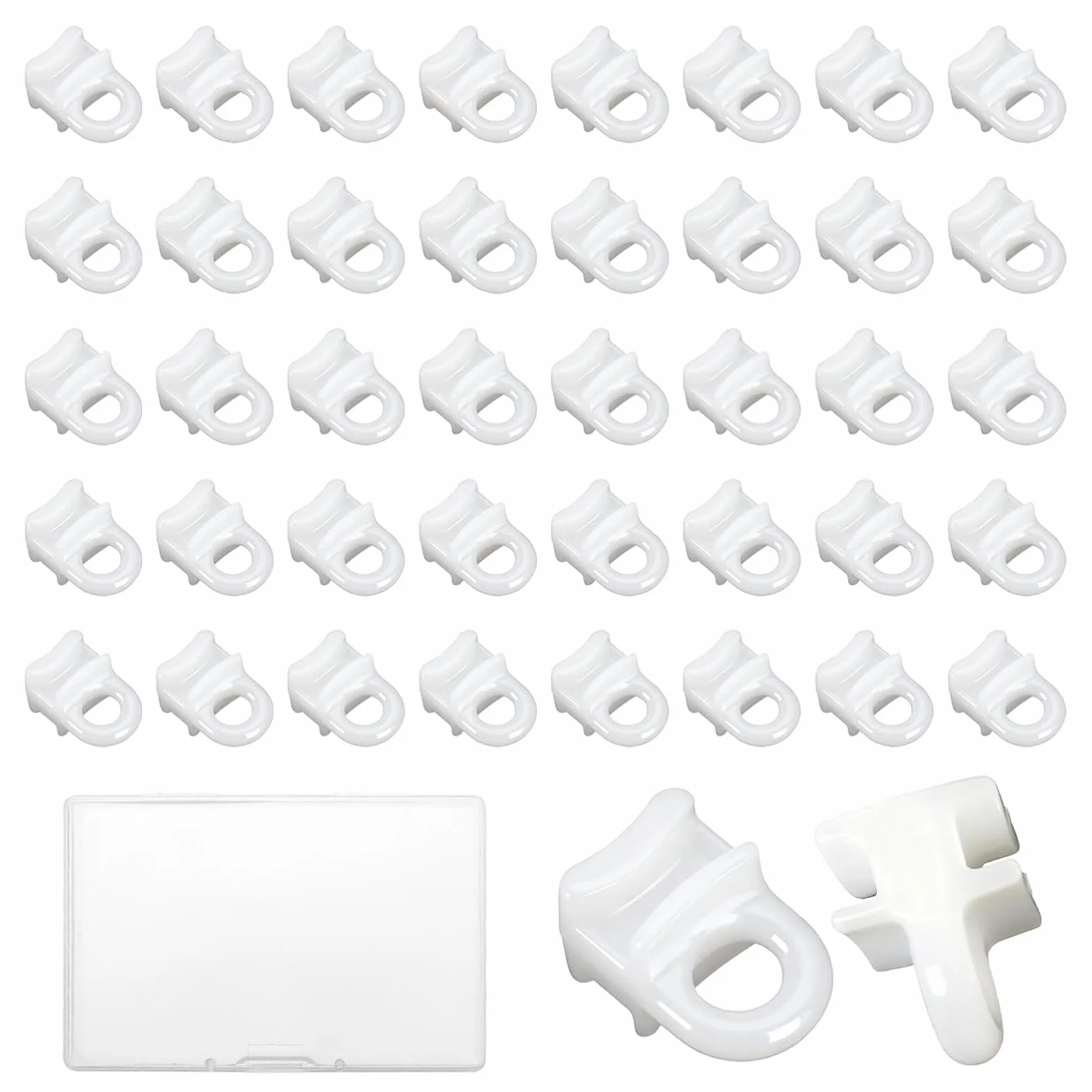 Ganci per Tende in Plastica, Rulli per Tenda Piazza Ferroviario, Universale Gancio Rulli, Accessori per Tende, 60 Pezzi, Bianco