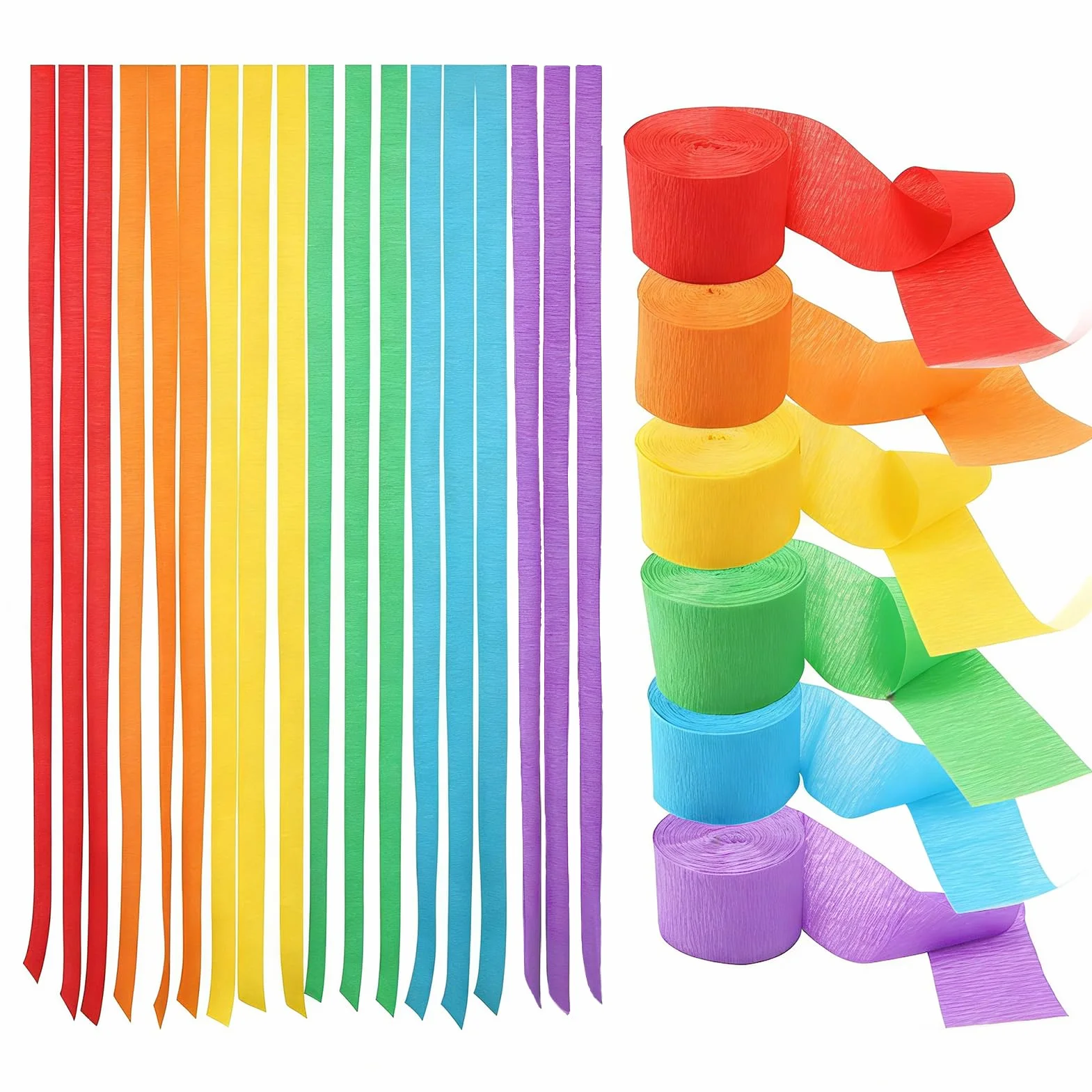 SUNBEAUTY Rotoli di carta crespa per decorazioni feste 5x10M 28 mm Colorato