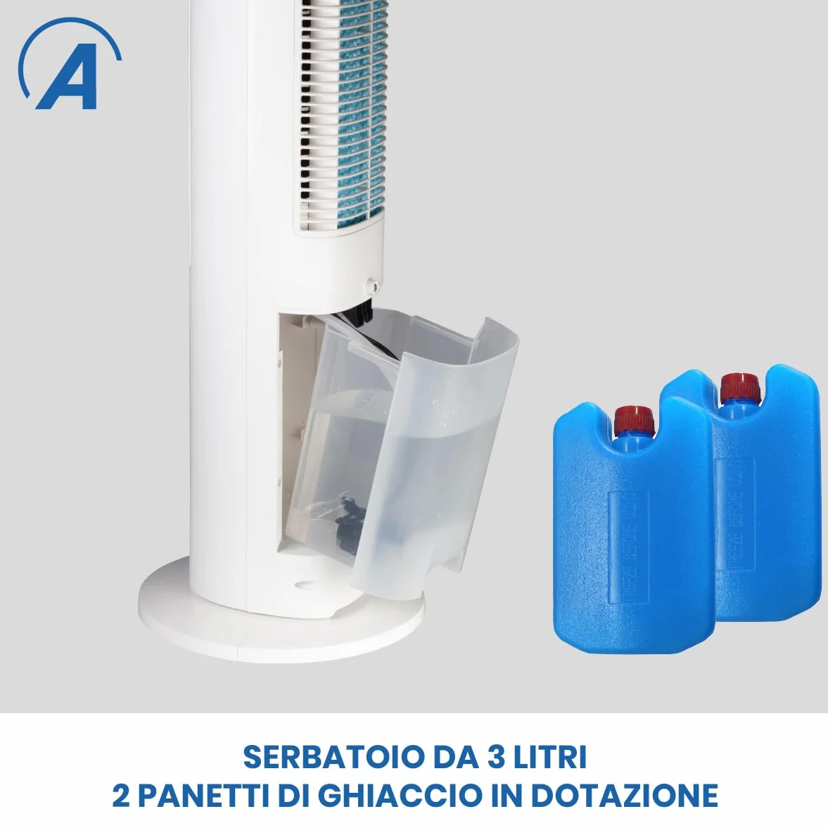 Ardes EOLO TOWER Raffrescatore Evaporativo 60W con Oscillazione Automatica, 3 Velocità, Timer 12 h, mando, Schermo Digitale, Comandi Touch, Serbatoio 3 L e Diffusore di Aroma