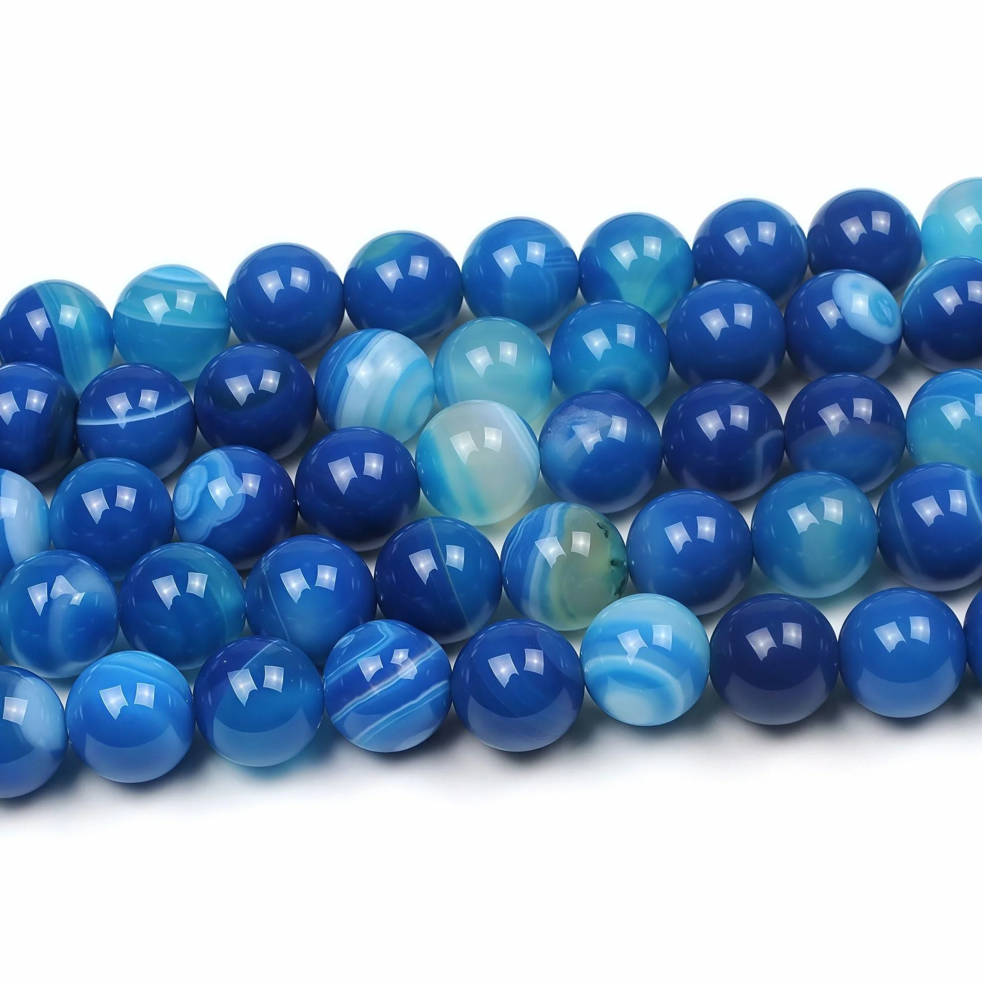 MJDCB 35 pezzi 10mm Agata Striata Blu Sciolto Perline in Pietra Semipreziose Naturale per Creazione Braccialetti Collane e Gioielli Pietre Dure per Bigiotteria Fai Da Te Rotonde