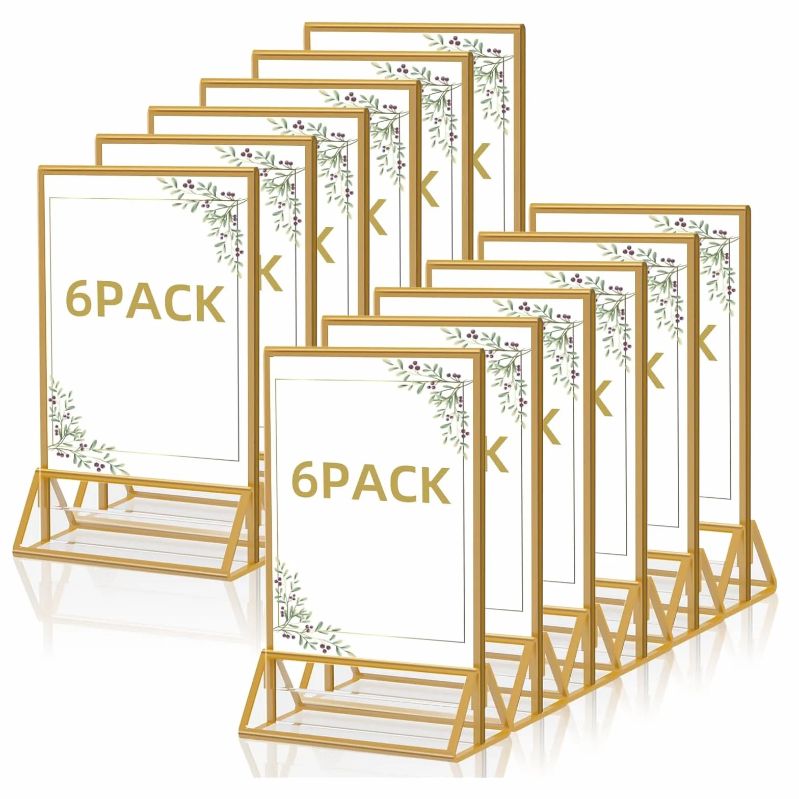 Cornice portafoto double face oro 12 pezzi con supporto cavalletto per numeri da tavolo porta menù