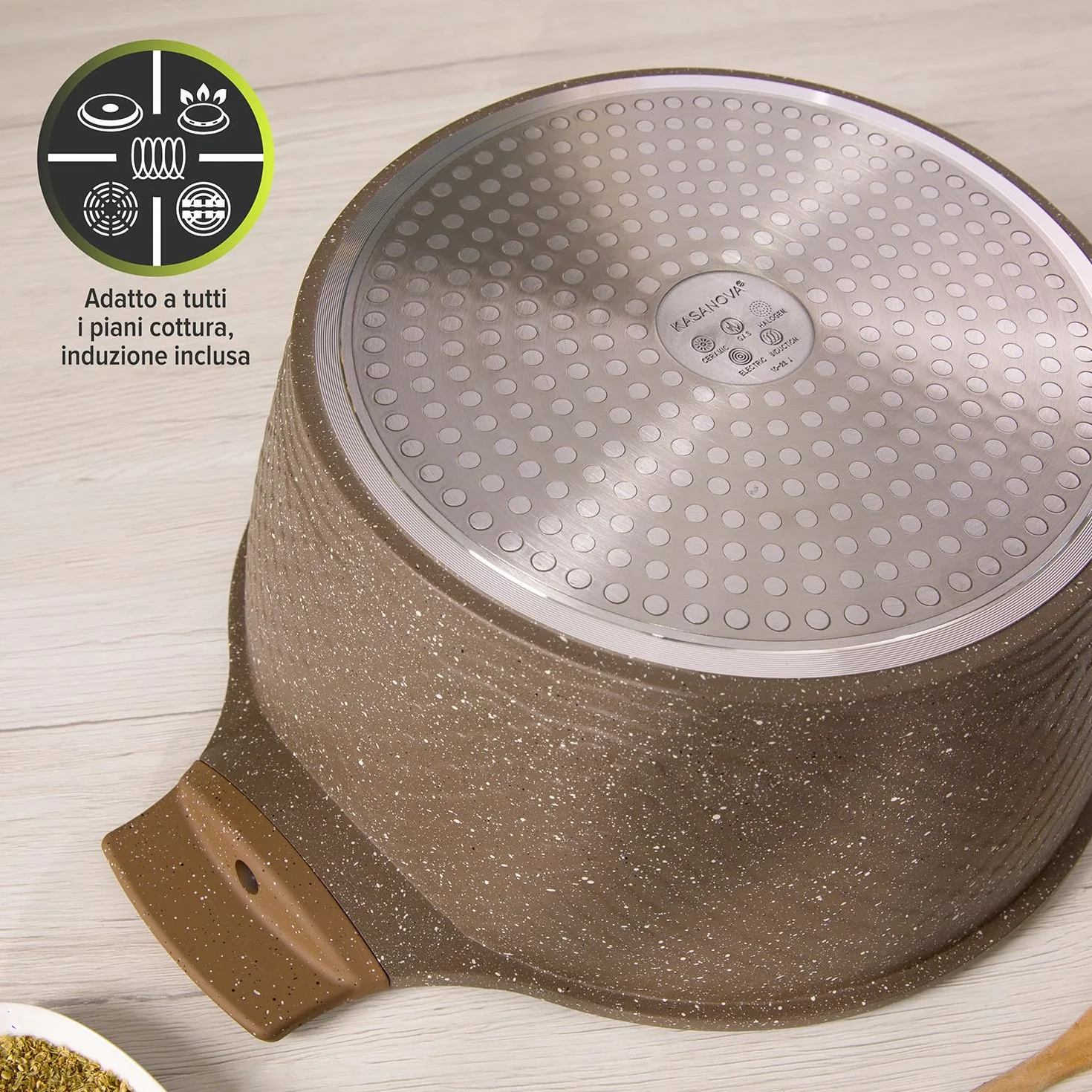 Casseruola 32 cm antiaderente 0 grassi con coperchio