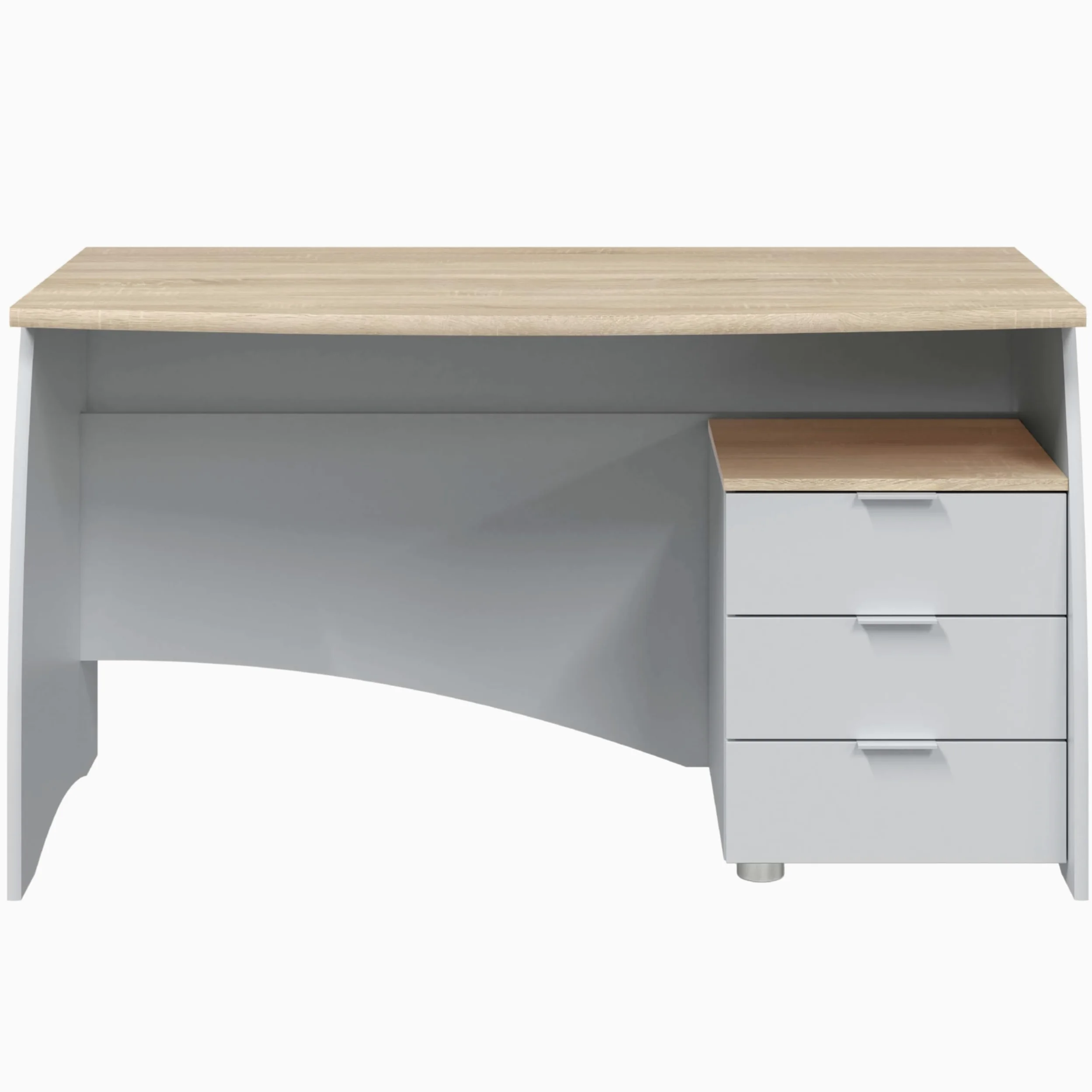 Habitdesign Tavolo da ufficio con 3 cassetti, tavolo da ufficio o studio, modello Stil, finitura in Balnco Artik e Rovere Canadian, dimensioni: 136 cm (larghezza) x 67 cm (fondo) x 74 cm (altezza)