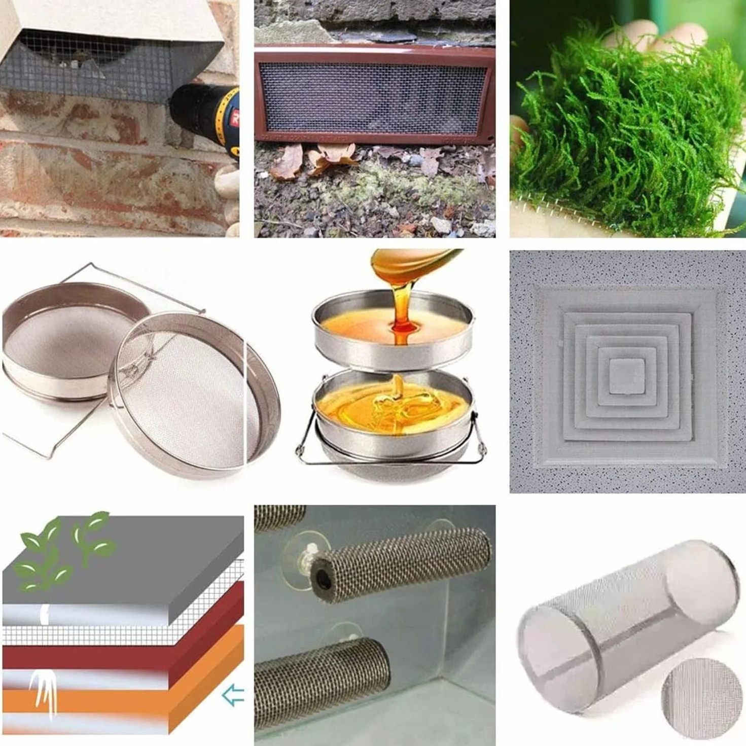 Siatka ze stali nierdzewnej 60 mesh, drobna siatka metalowa do okien, filtracja i separacja, moskitiera (1x3m)