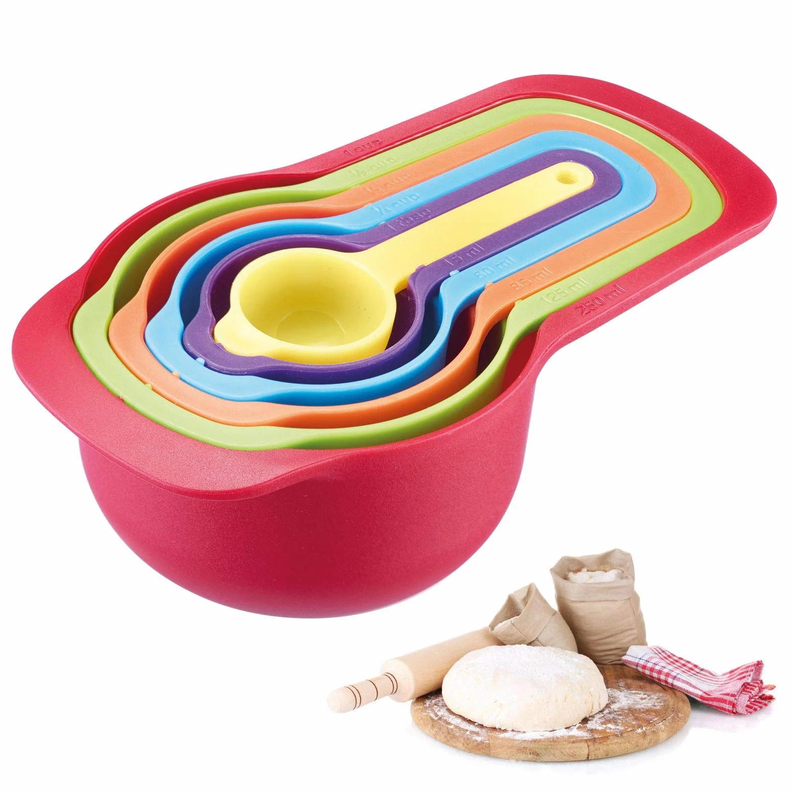 Westmark Set di 6 misurini, Dosi: 7,5/15/60/85/125/250 ml, Plastica, Senza BPA, Matroschka, Vari colori, 30582270