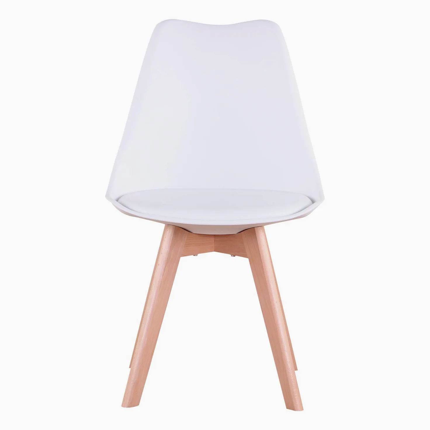 Set di 8 Sedie da Pranzo con Seduta Imbottita e Gambe in Legno di Faggio, ideali per Sala da Pranzo, Cucina, Soggiorno, Camera da Letto, Colore: Bianco