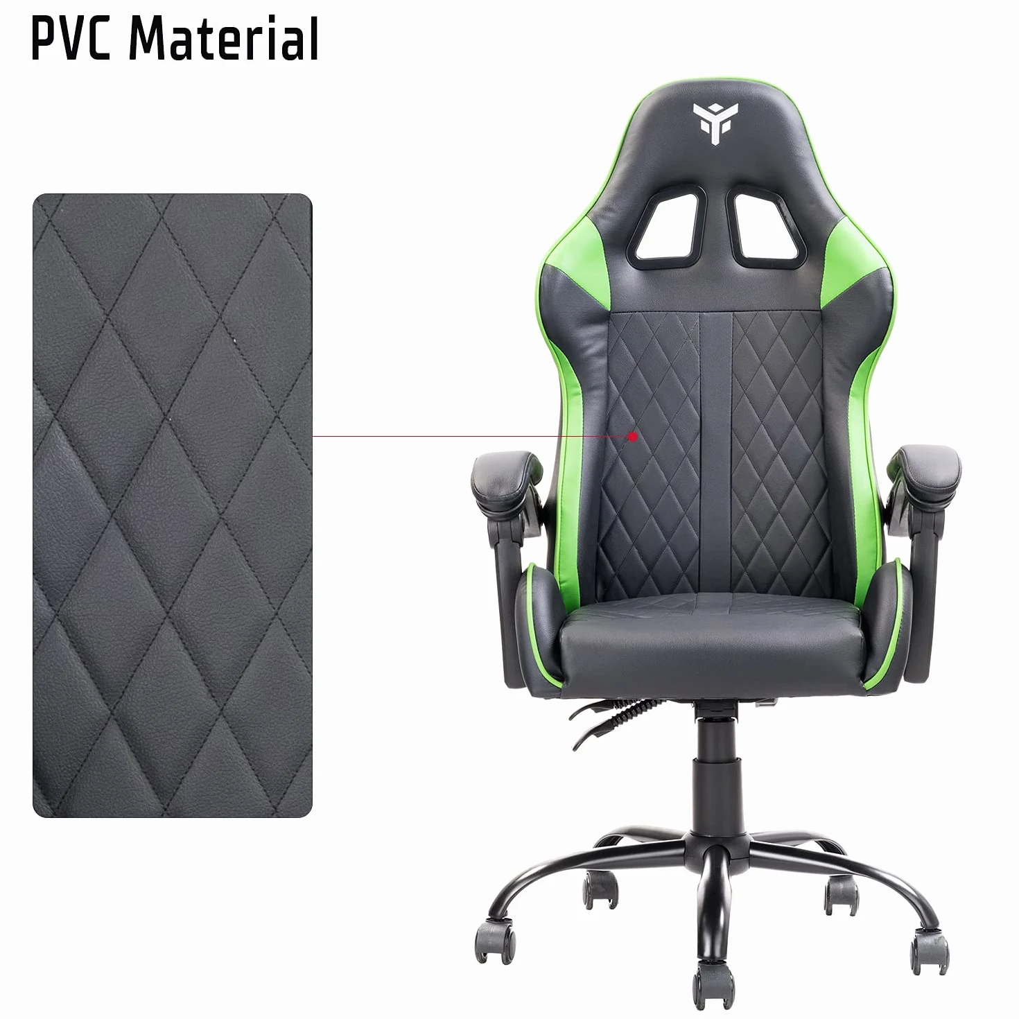 ITEK RHOMBUS PF10 Sedia Gaming ergon. Verde, schienale reclinabile, cuscino poggiatesta, sup. lombare, confort e design, ideale come sedia ufficio, sedia per studio o poltrona per gamer