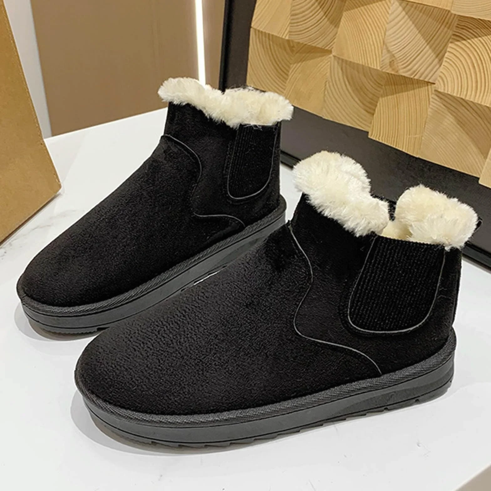 Scarpe invernali da donna gambo corto foderate calde antiscivolo basse