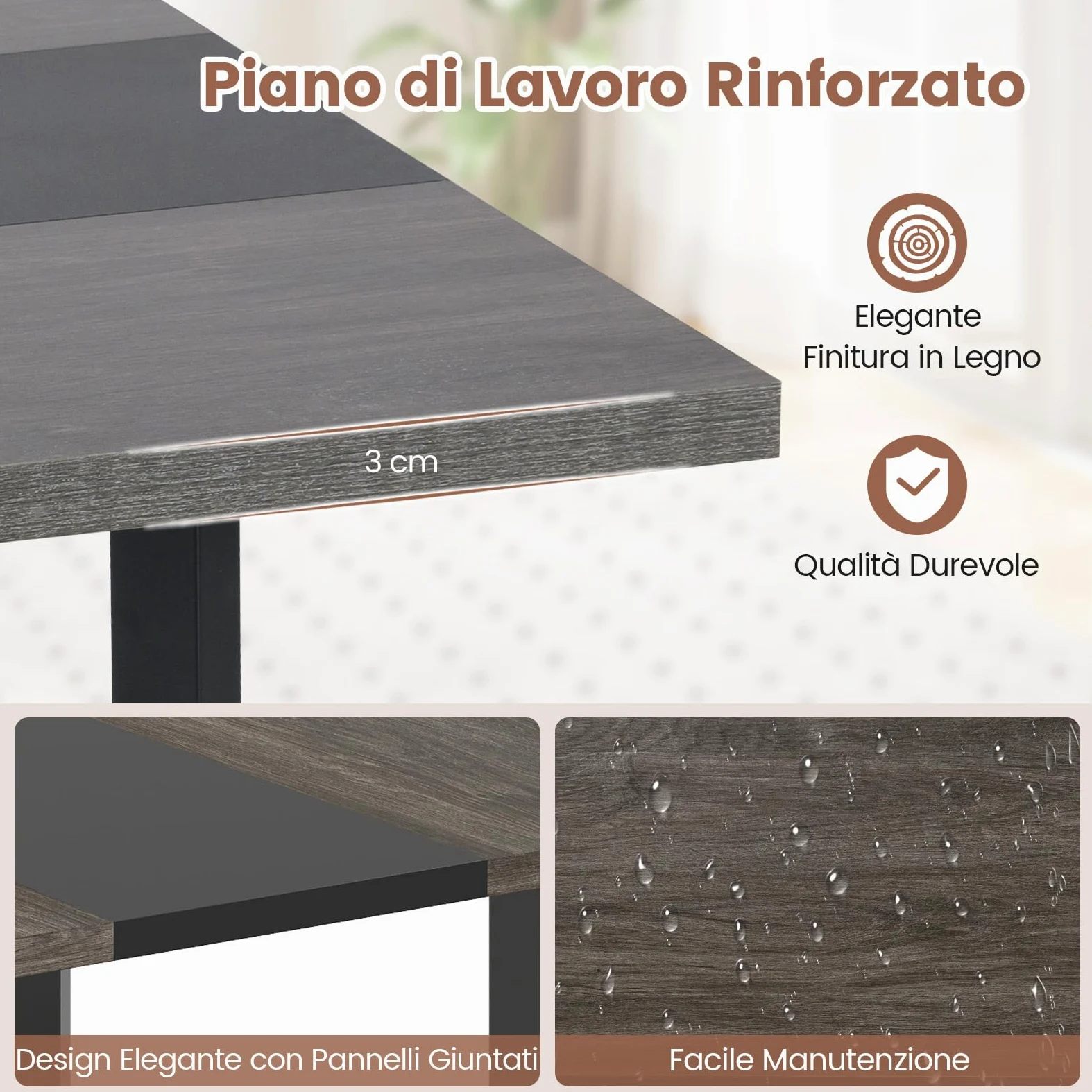 COSTWAY Tavolo da Conferenza Quadrato 100 cm, Tavolo da Riunioni con Piano Rinforzato e Struttura Metallica Robusta, Ideale per 4 Persone da Ufficio e Sala Riunioni (Grigio)