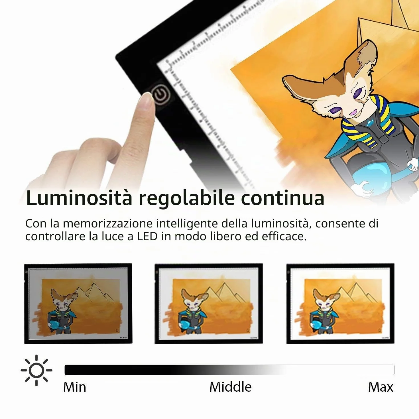 HUION Tavoletta Grafica A3 Scatola Luminosa LED con Luminosità Regolabile per Disegno Tracciamento