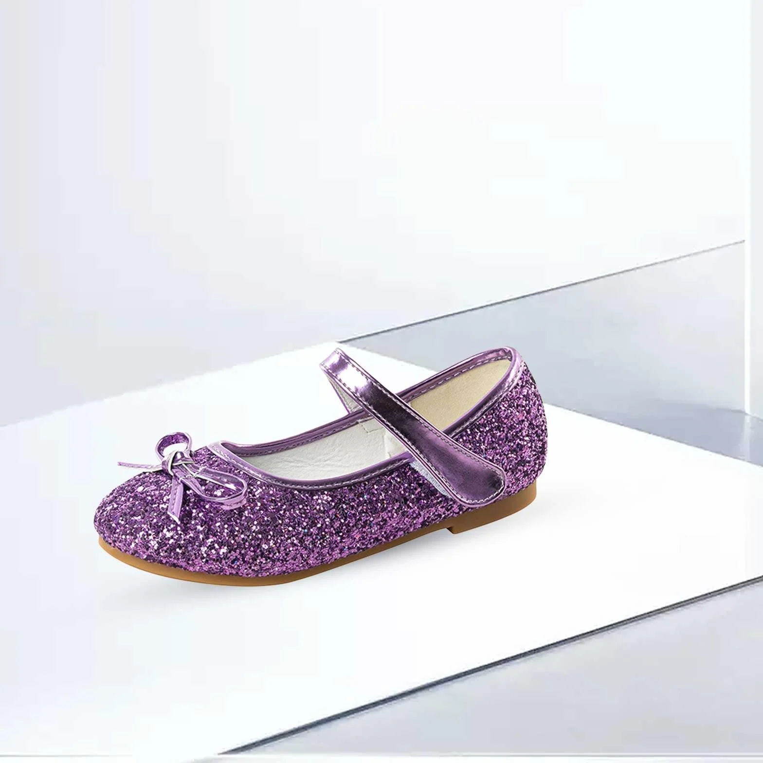 Scarpe Glitter Principessa Ballerina per Bambine con Fiocco