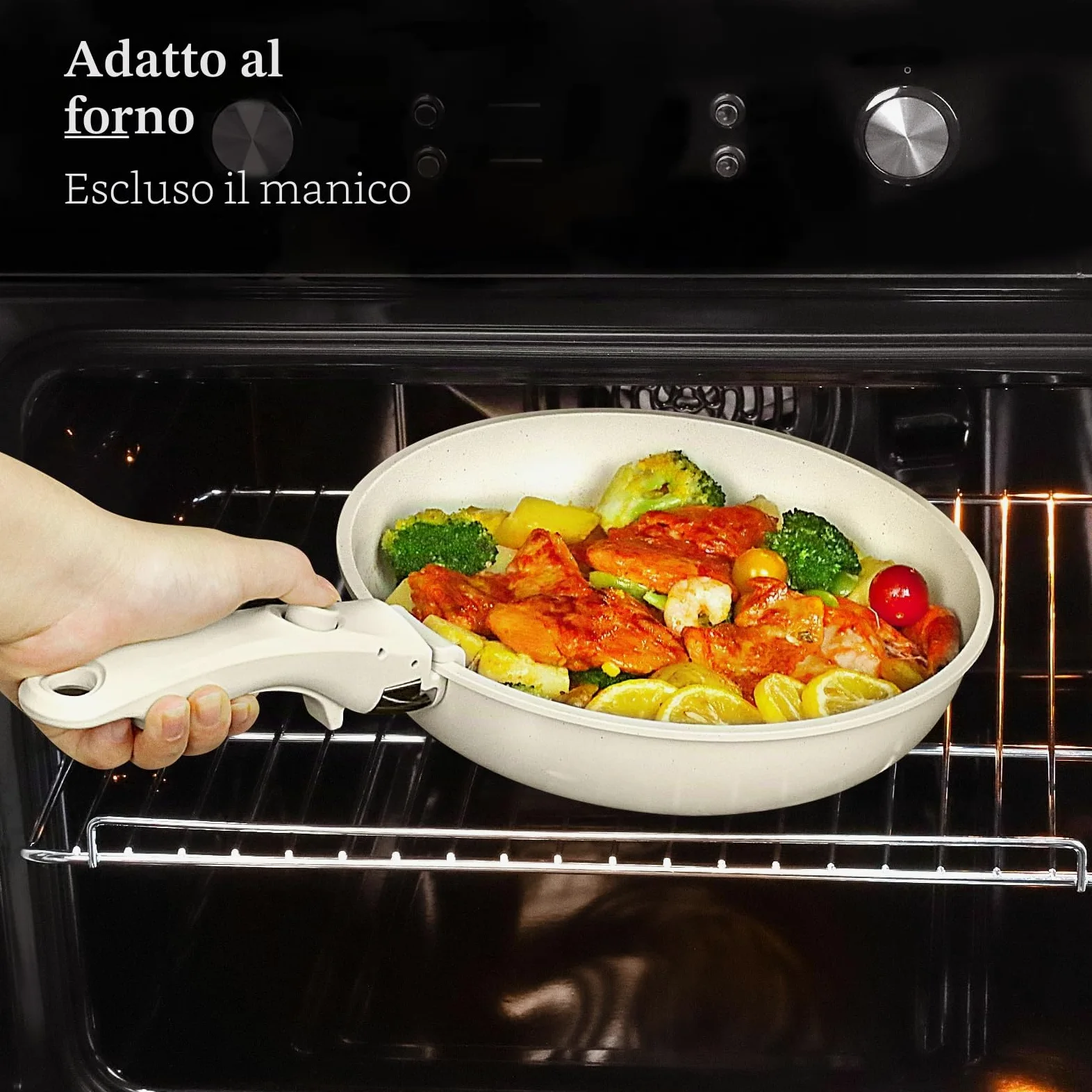 Set Di Padelle Antiaderenti GiPP Da 15 Pezzi Più per Camper, Bianco | Manico Staccabile, Compatibili Con L'Induzione, Padelle Per Friggere E Salse In Vetro, Adatto ai Fornelli a Induzione