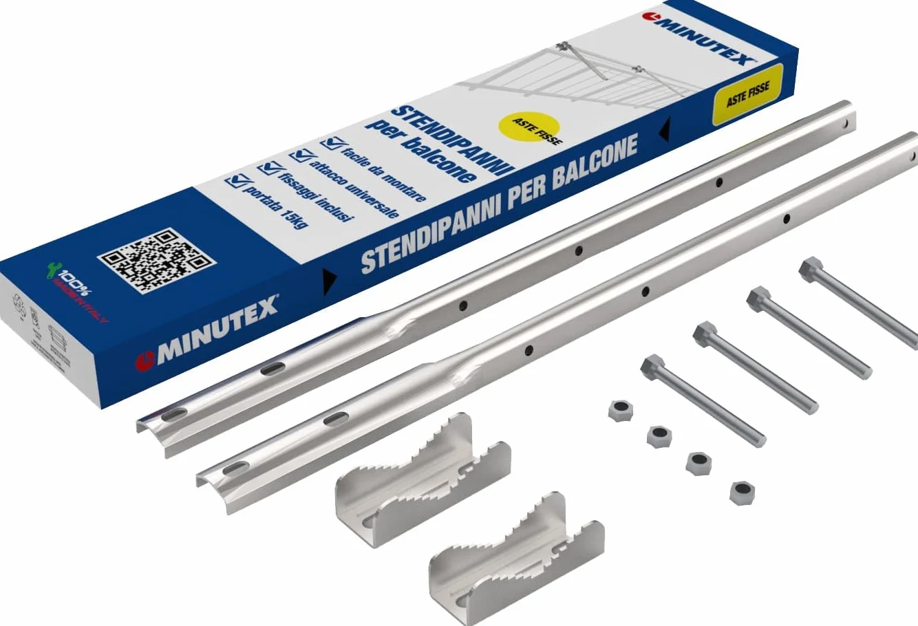 Stendibiancheria da balcone aste per ringhiera acciaio zincato MADE IN ITALY