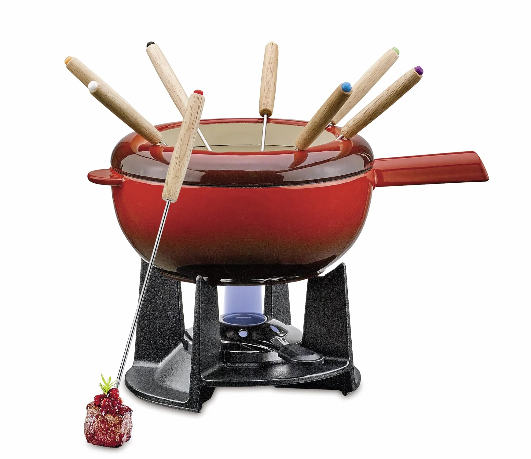 Spring Saas - Set per fonduta in acciaio INOX 18/8, 20 cm, colore: rosso
