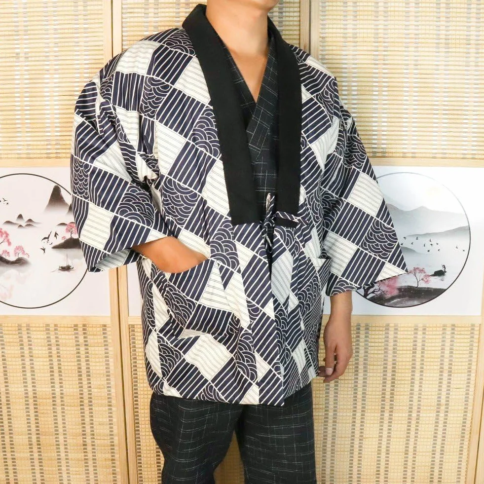 Cappotto Invernale Trapuntato Caldo in Stile Kimono Giapponese Hanten, Abiti Tradizionali Giapponesi, Capispalla Larghi