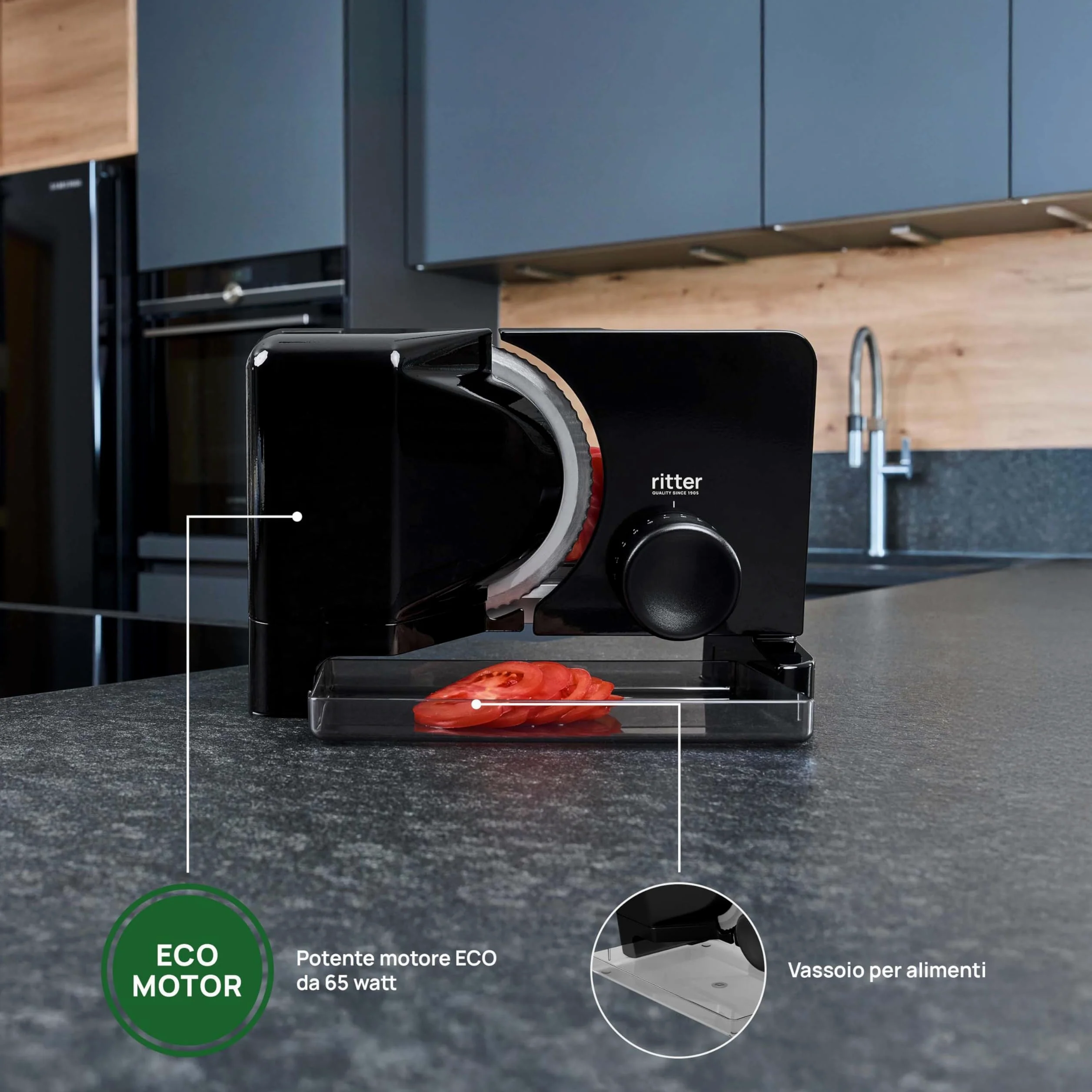 affettatrice universale ritter E 16 Duo Plus, affettatrice universale elettrica con motore ECO, made in Germany, nero