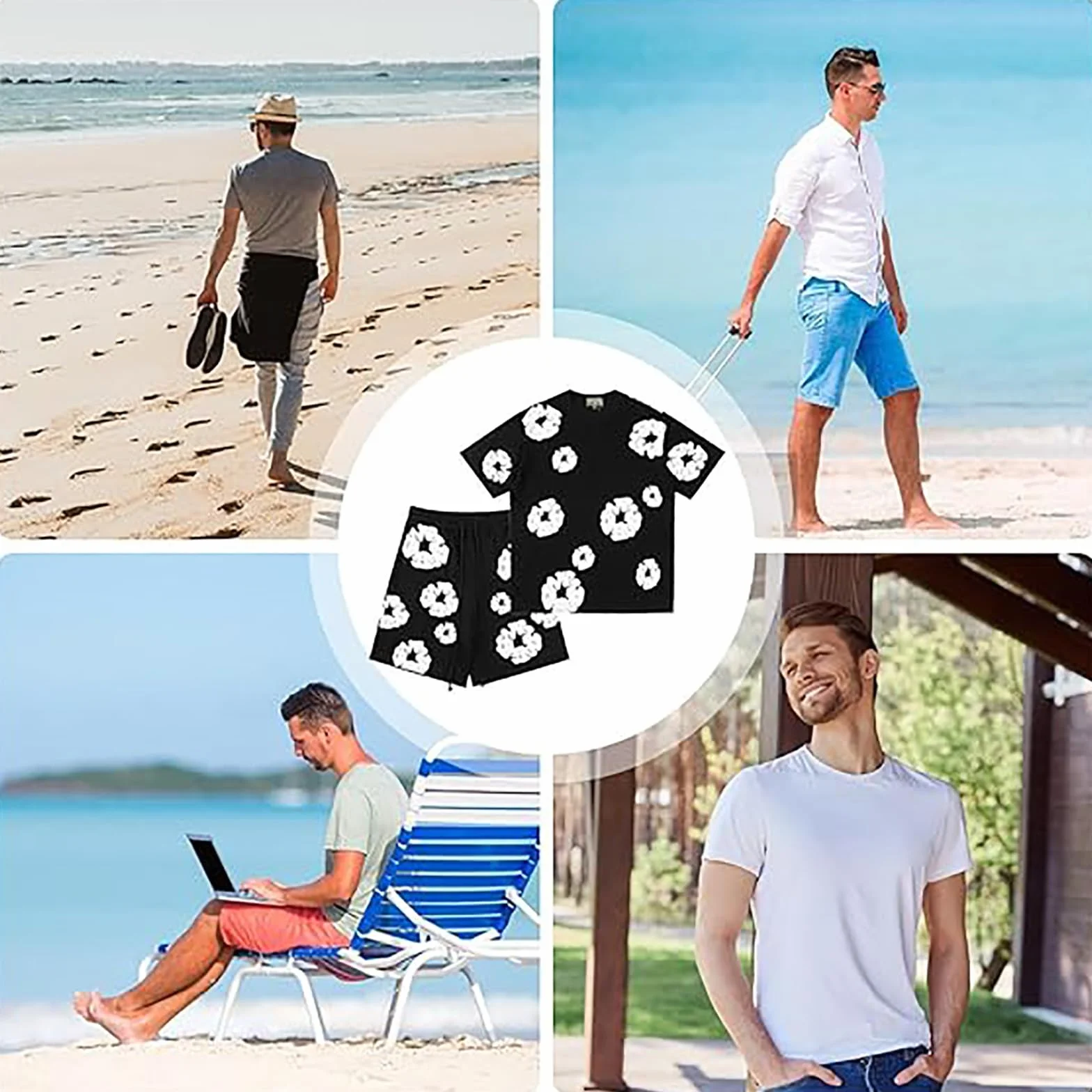 Tuta da Donna Uomo Estiva, Completo Tuta con Stampa de Uomo, Maniche Corte T-Shirt e Pantaloncini Set da Unisex Comodo Sets Estivo, Hip Hop Stilistico, per Casual Fitness Jogging