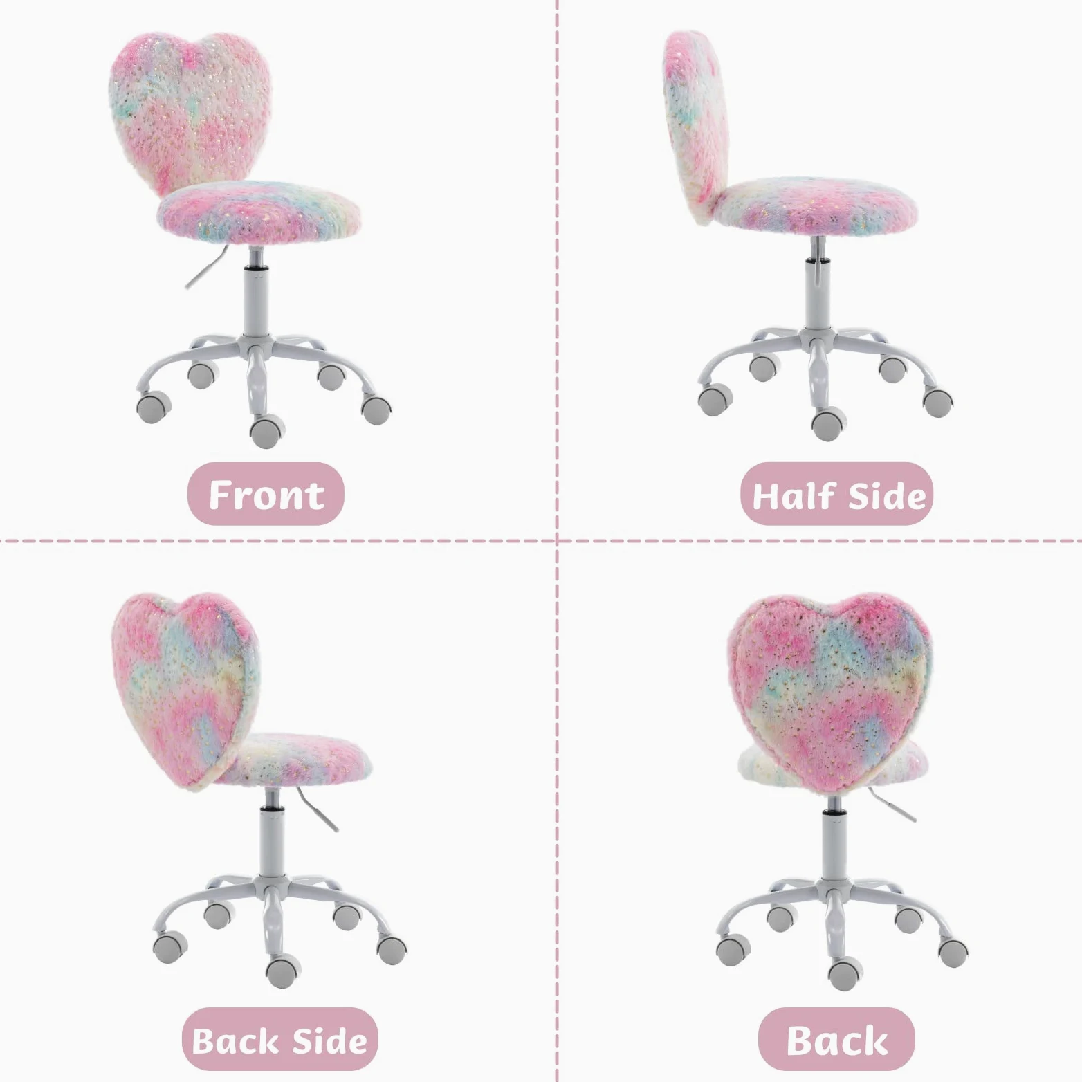 Wahson Sedia per Bambini, Sedia da Studio Regolabile in Altezza, Sedia Girevole Colorata per Cameretta/Ragazze