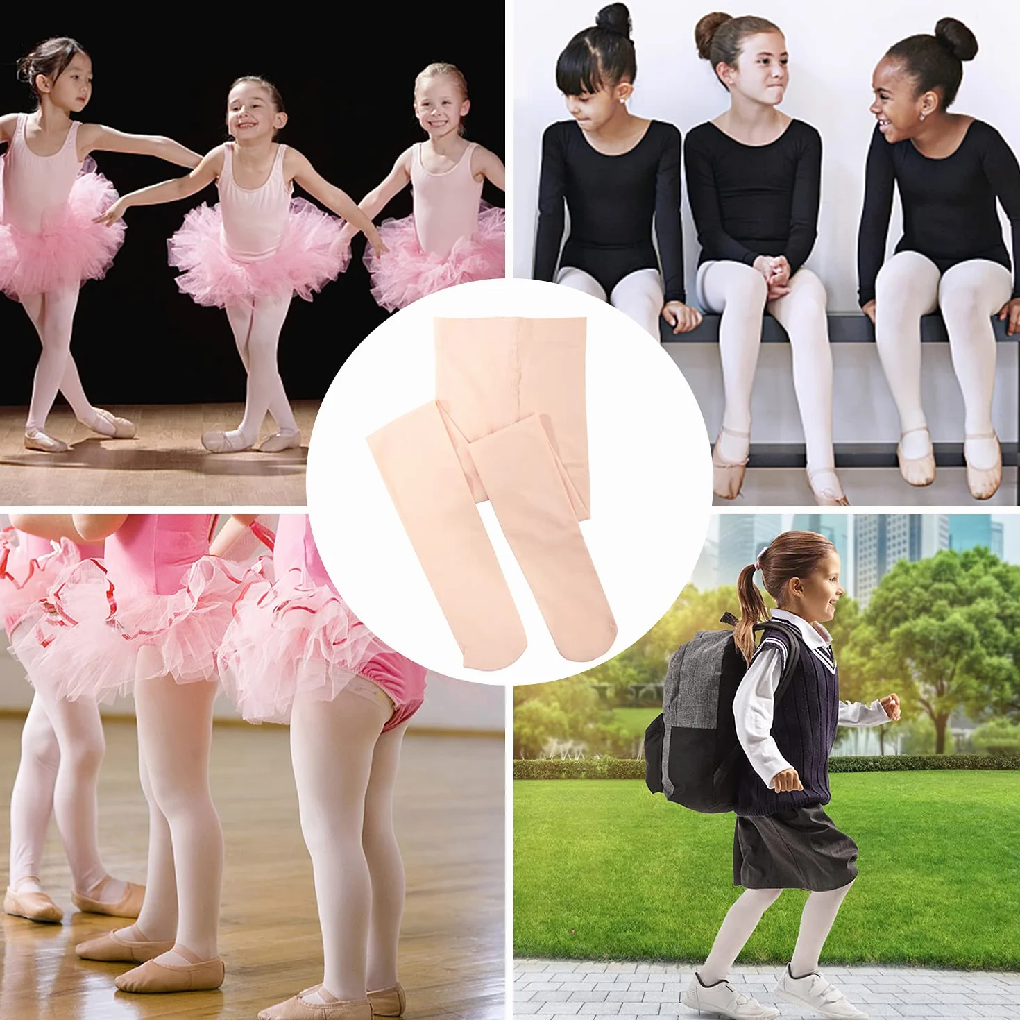 Collant da Ballo Balletto per bambina donna 3 colori rosa bianco nero
