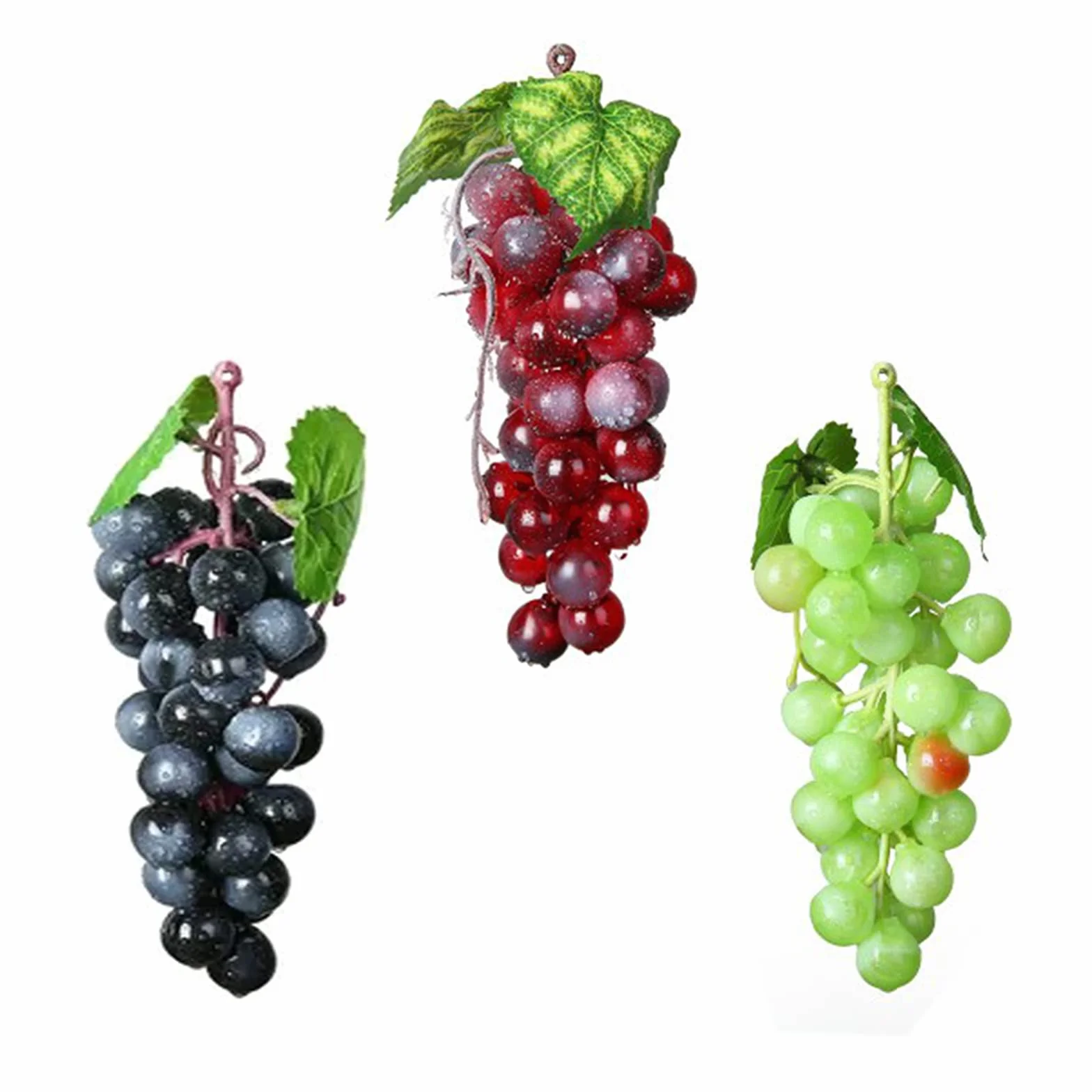 Uva Artificiale Grappoli 3 Pezzi Decorativi, Uva Nera per Decorazione Vino