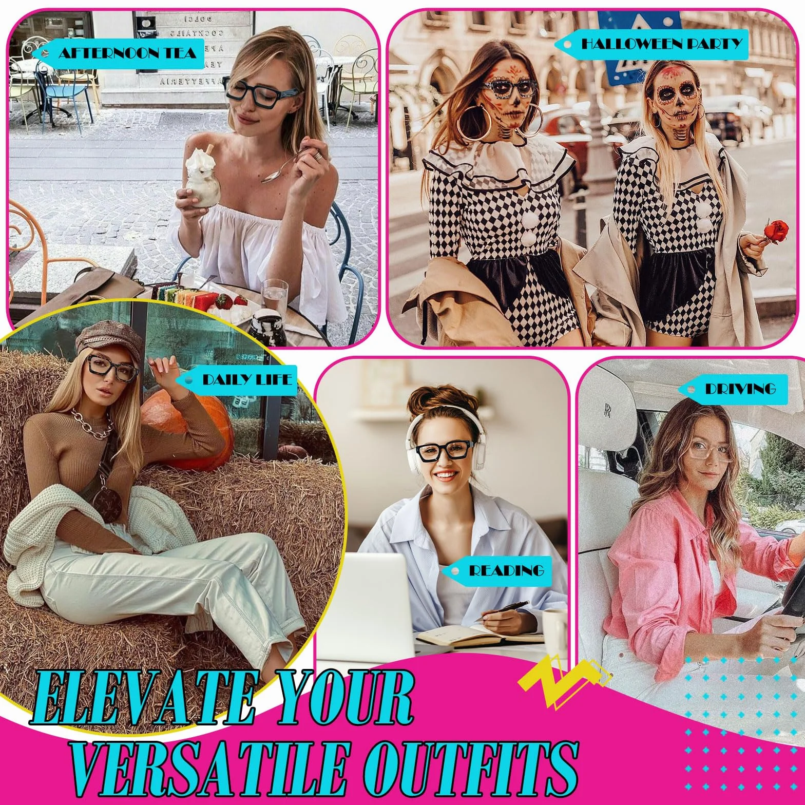 Montatura Occhiali da Vista Finti Donna Quadrati Spessa OverSize Uomo Accessori lenti trasparenti Protezione UV