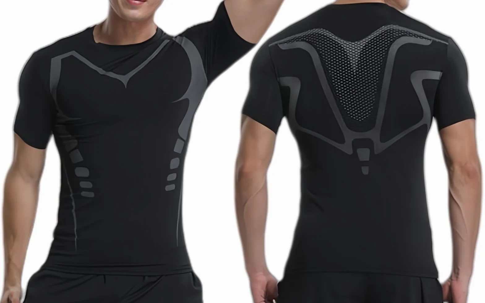 Maglietta a Compressione da Uomo Asciugatura Rapida Fitness T-Shirt per Allenamento e Corsa