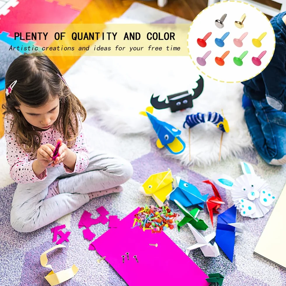 200 Pezzi Brads Rotondi, Fermacampioni Scrapbooking Fermacampioni Piccoli Mini Brads Campione di Metallo Metallo Elementi di Fissaggio Puntine per Scrapbooking Artigianato Fai da Te Album Carta