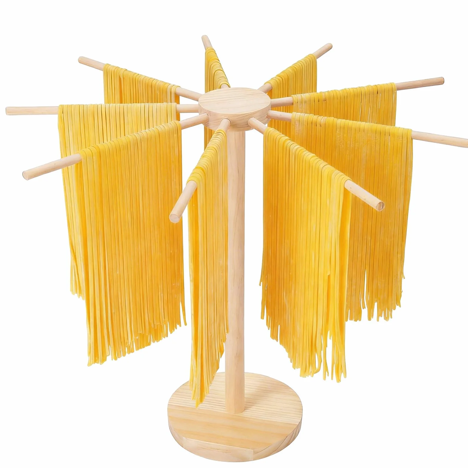 Essiccatore per Pasta, Stendi Pasta Fresca in Legno, Essiccatore Pasta Fresca, con 9 Bracci Rimovibili, Riutilizzabili, per L'Essiccazione di Pasta, Noodles Cinesi, Vermicelli, Altezza 40 cm