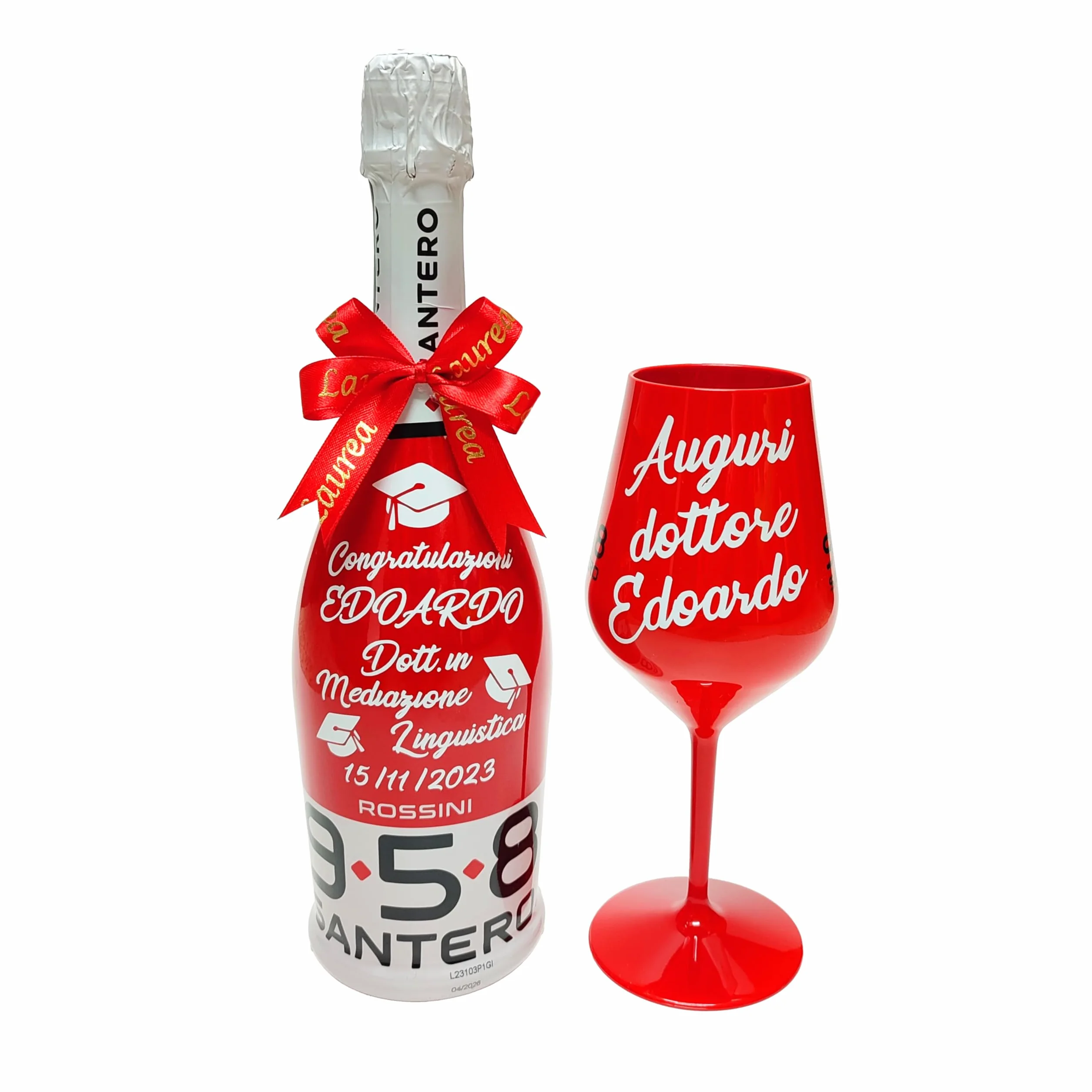 BOTTIGLIA Spumante Bicchiere Personalizzabili San Valentino Anniversario Proposta Matrimonio