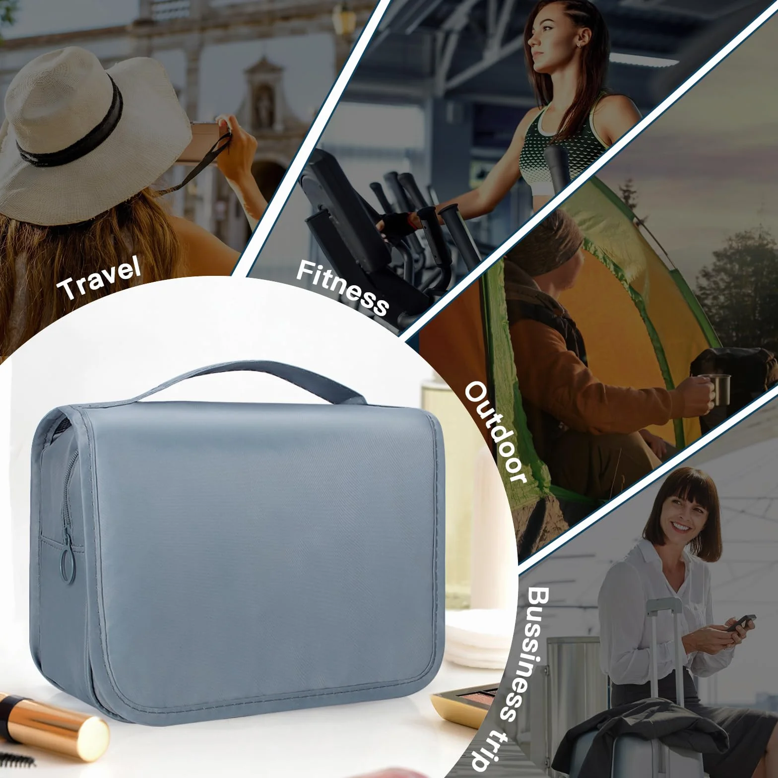Zivacate Beauty Case da Appendere Borsa da Toilette Impermeabile Portatile Pieghevole Porta Trucchi