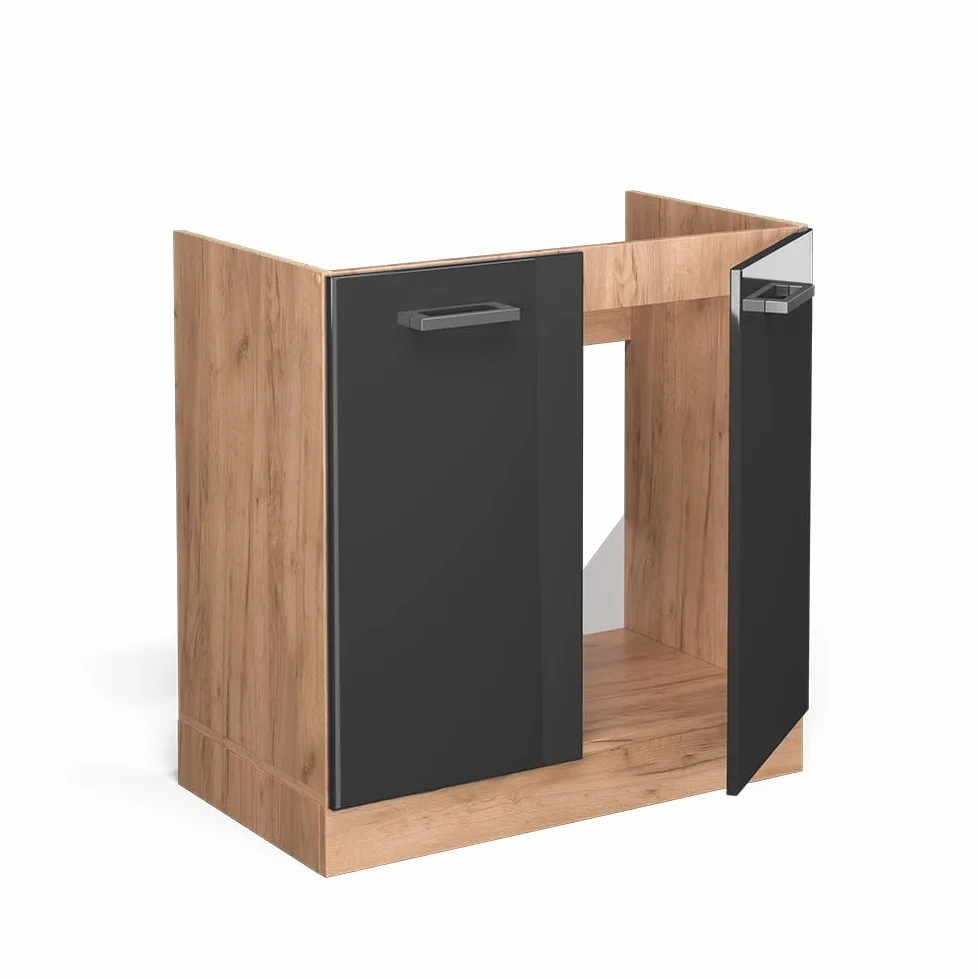 Vicco Mobile lavello cucina R-Line, Antracite lucido, 80 cm senza piano di lavoro, per la libera combinazione all'interno di sistemi cucina modulari