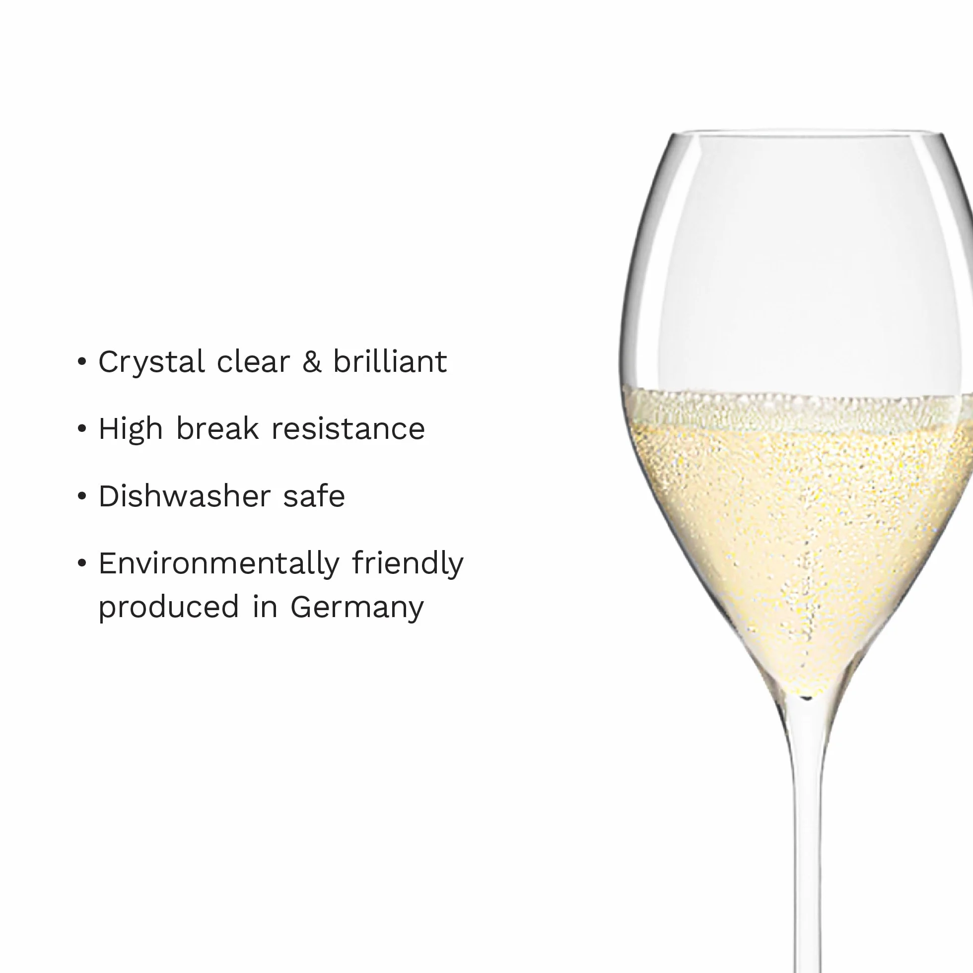 Stölzle Lausitz Set di 6 bicchieri da champagne fino da 425 ml, eleganti calici da champagne ideali per spumante e prosecco, bicchieri da spumante in cristallo senza piombo, lavabili in lavastoviglie