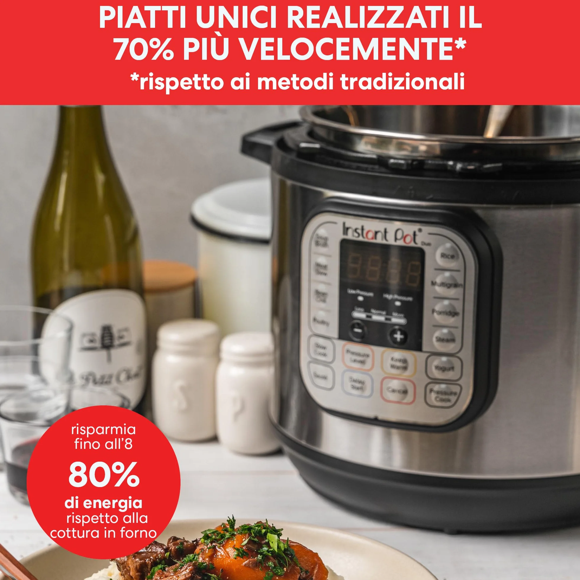 Instant Pot Duo Mini 3L Electric Pressure Cooker, 7-in-1 Stainless Steel Multi-Cooker 700W