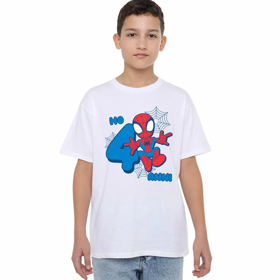 Marvel Spider-Man Cute Spidey 4 Anni White T-Shirt Unisex Bambini Ragazzi