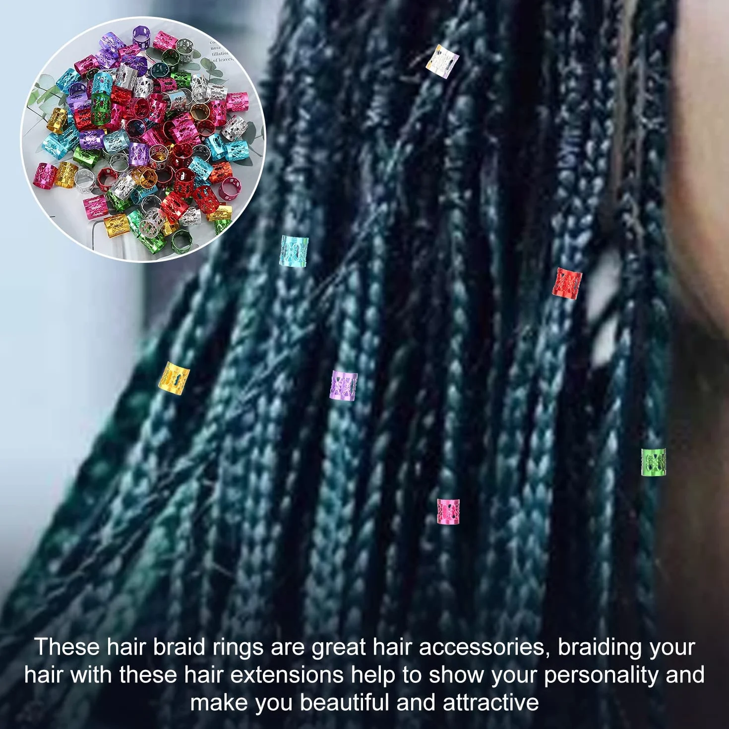 Buachois 100 Pezzi Trecce Gioielli Alluminio Dreadlocks Perline per Capelli