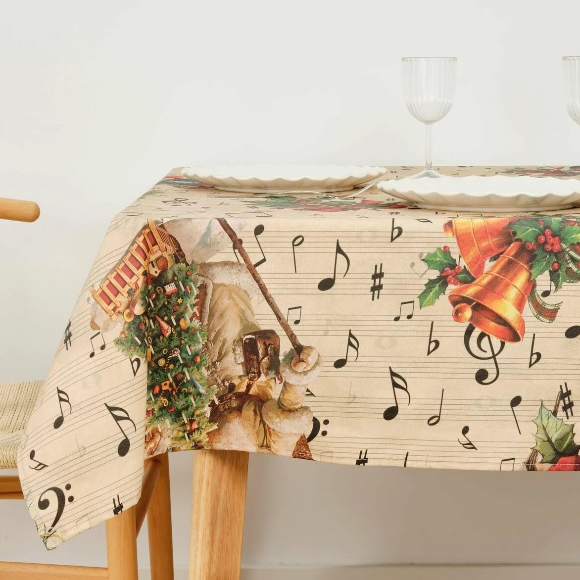 Muaré Tovaglia resinata Antimacchia Christmas Sheet Music 100x140 cm