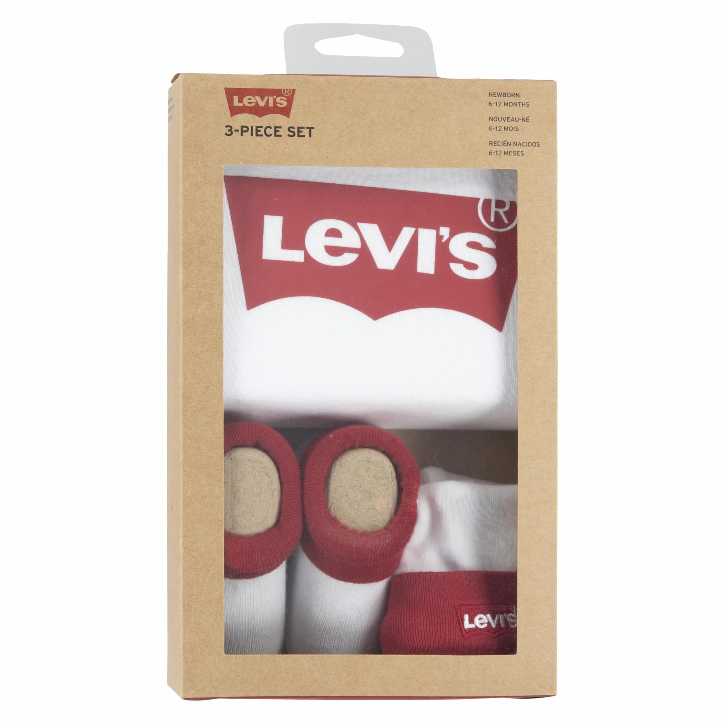 Levi's Classic Batwing Infant Hat Bodysuit Bootie Set 3pc Unisex 0-24