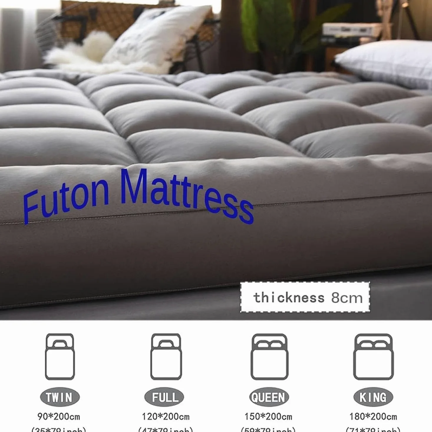 3,150x200cm(59x79 inch),WNRLL Materasso da pavimento Materasso futon Thicken Mat Sonnifero Materasso pieghevole Roll Up Materasso Materasso Materasso Materasso Materasso Materasso Materasso Materasso