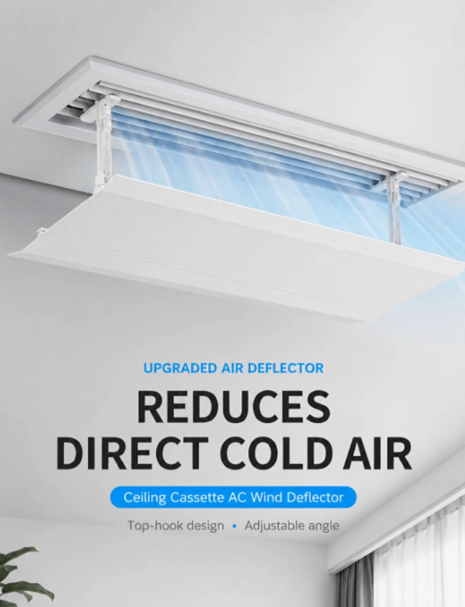 Deflettore per climatizzatore, Gancio for deflettore AC for cassetta da soffitto 40-150x20 cm | 140X20cm