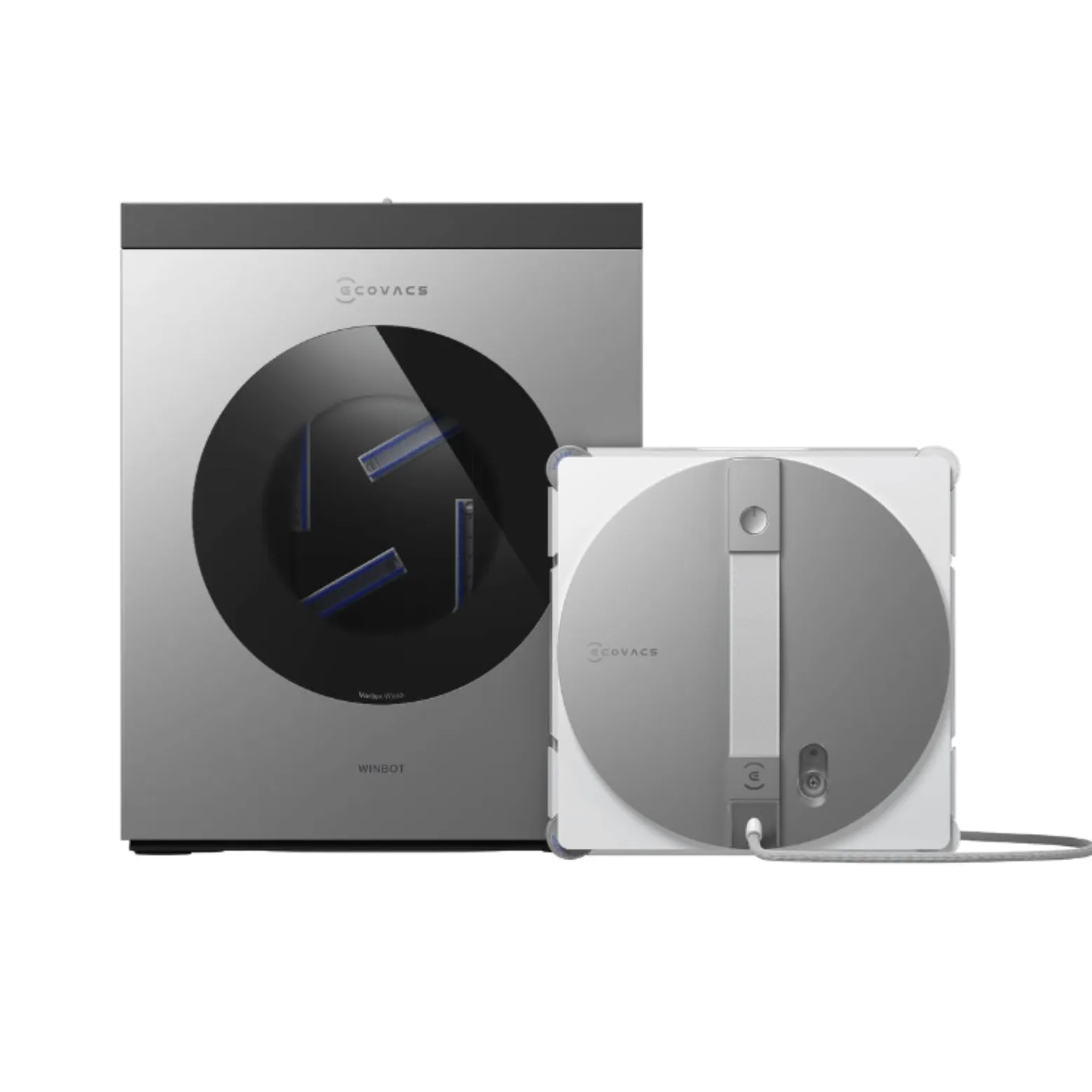ECOVACS WINBOT W3 OMNI Robot Lavavetri con Stazione Multifunzione, Lavaggio Automatico del Panno, Pulizia Intelligente fino al Bordo, Nebulizzazione a Triplo Ugello, Controllo tramite App