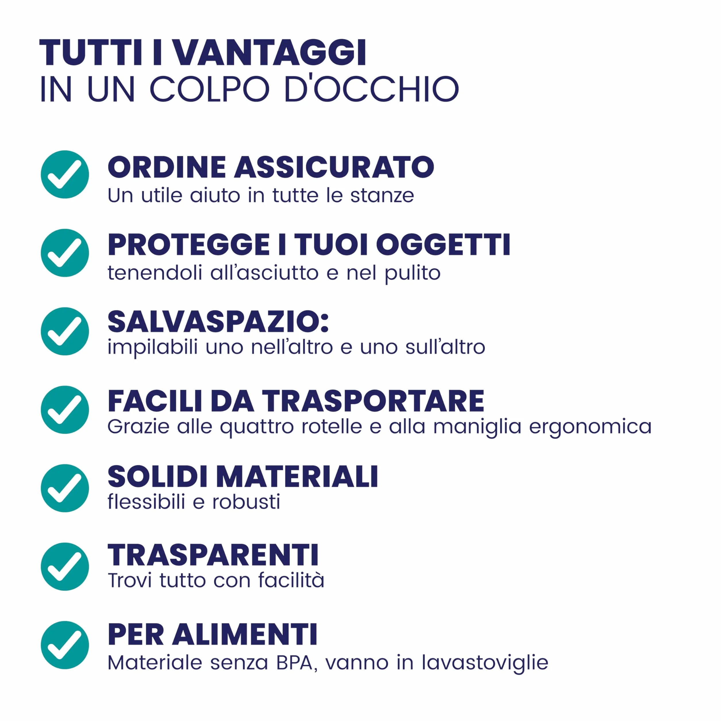 Deuba 6X 60L Scatole in Plastica Trasparente Contenitori con Coperchio Impilabili con Ruote