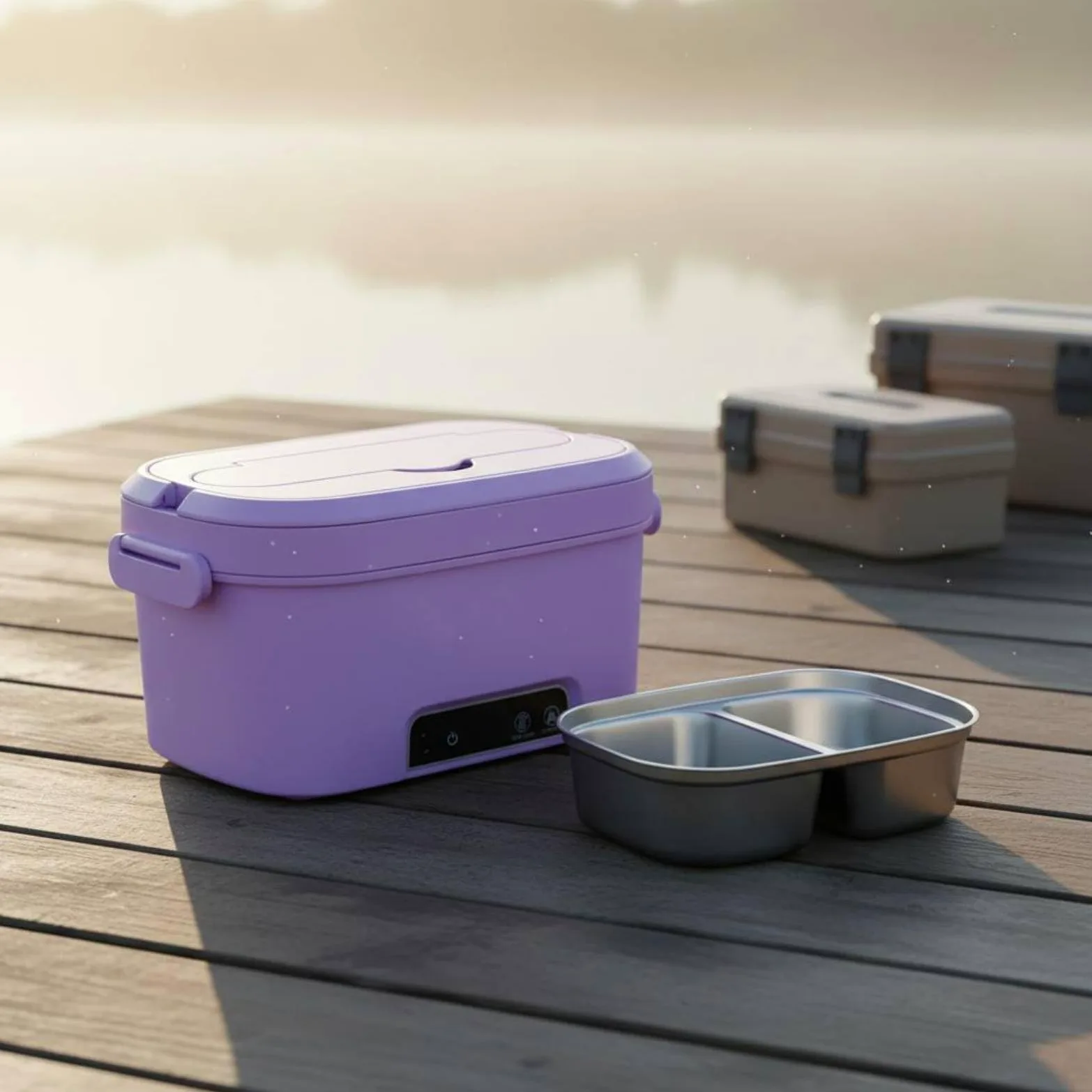 Contenitore Termico Pasti Scaldavivande Elettrico Portatile Pranzo Box Contenitore Riscaldante Lunch Box Cordless Camera Alimenti Alimentare Doppio, Array, Rosa Ciliegio