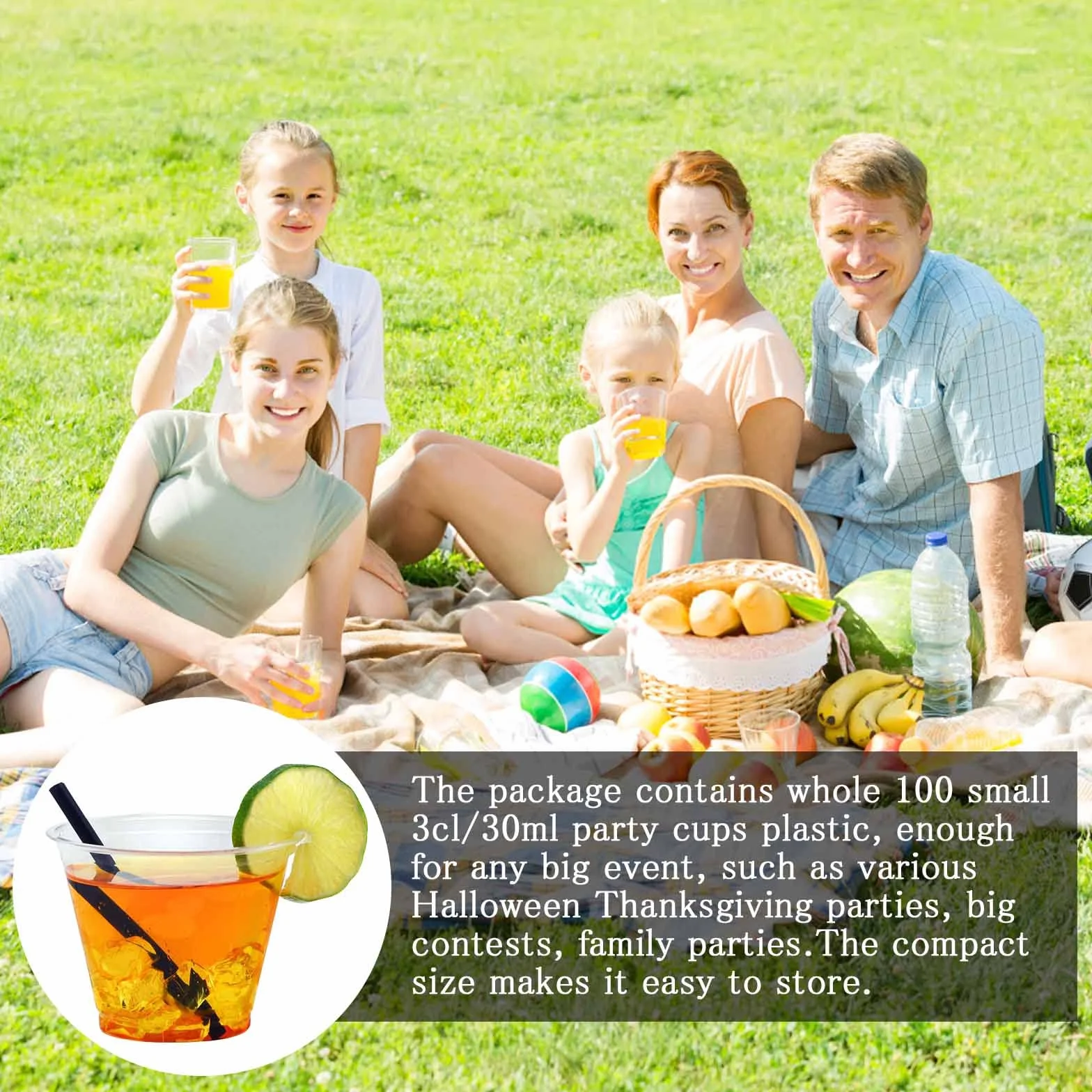 Bicchieri Plastica Trasparenti 30ml 100 Pezzi per Festa Picnic
