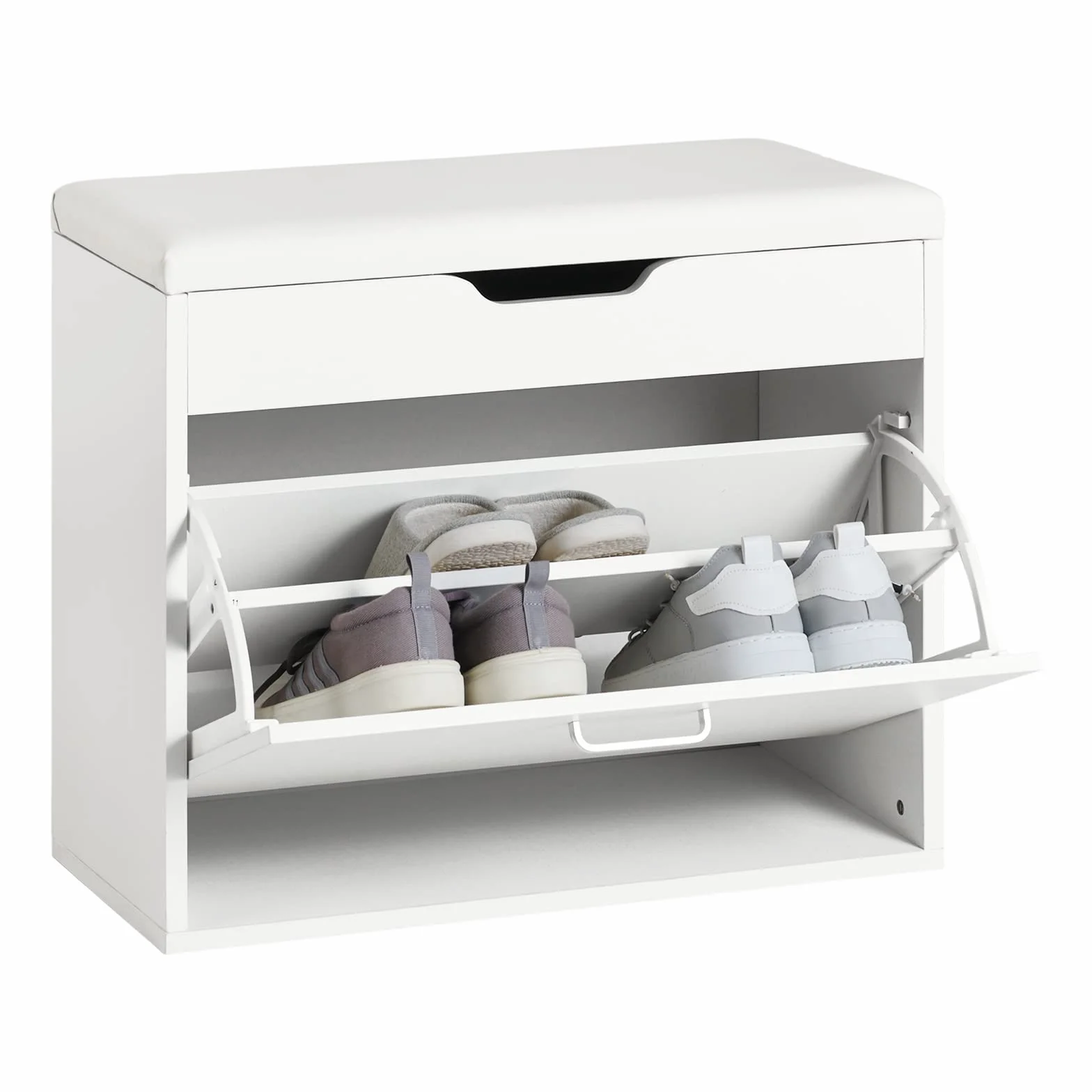 SoBuy Scarpiera Salvaspazio Slim Ingresso Panca con Contenitore Nascosto Bianco 60x30x50cm 120kg FSR95-W