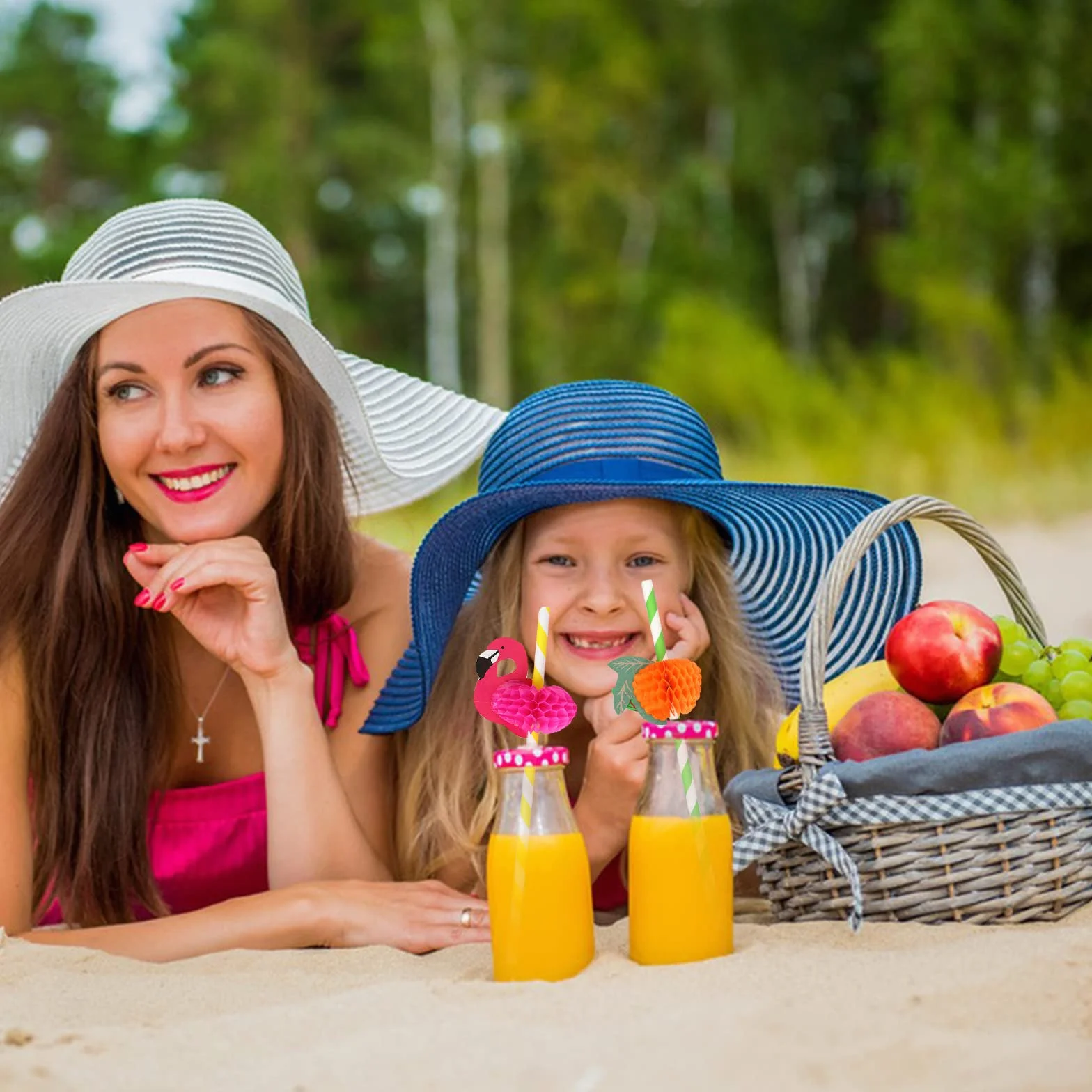 60 Pezzi Cannucce di Carta, Cannucce da cocktail con fenicottero Biodegradabili Cannucce per bere alle Hawaii Cannucce per la spiaggia, la piscina, il matrimonio, la decorazione di una festa estiva