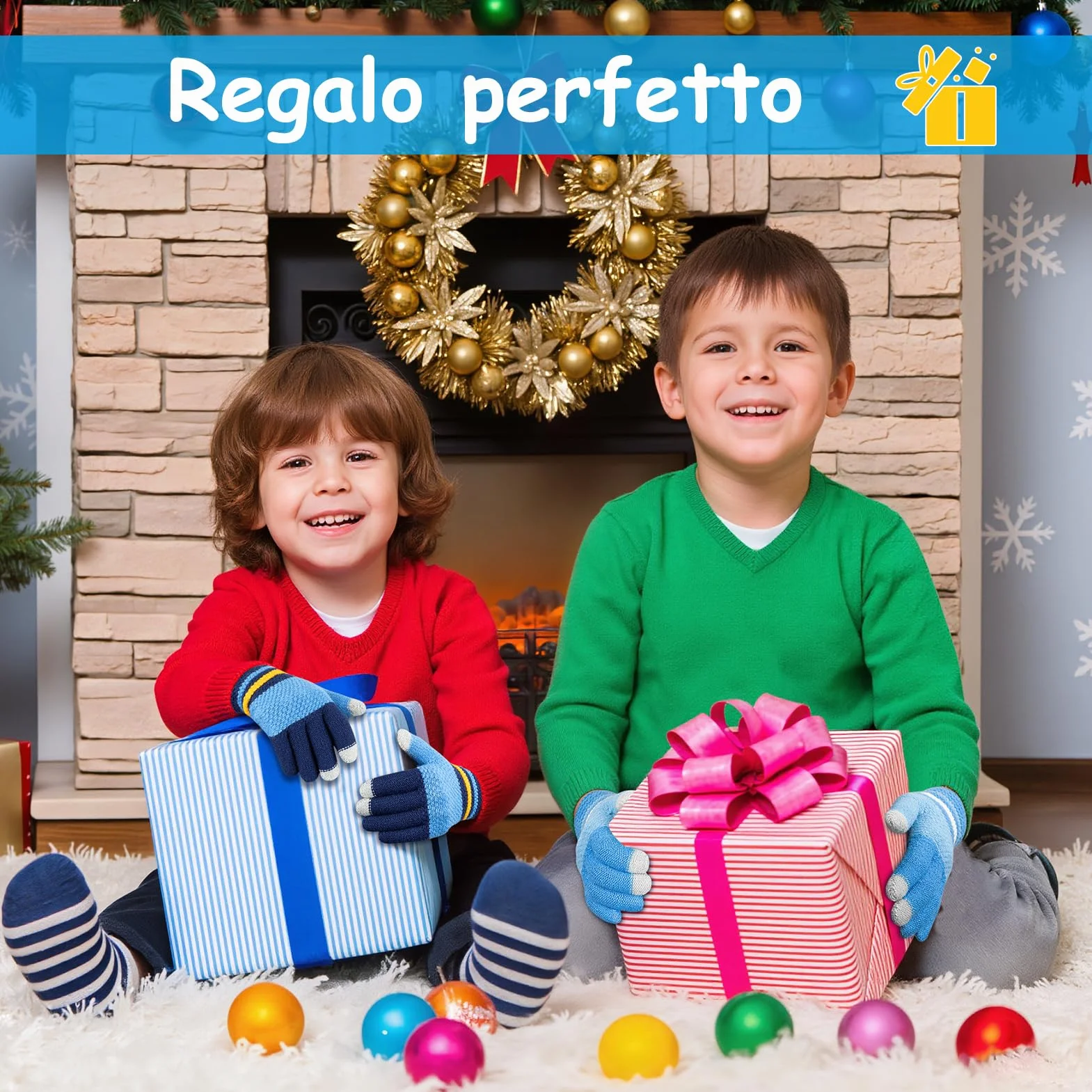 Kiiwah 3 Paia Guanti Invernali a Dita Bambini, Guanti in Maglia Magici Elasticizzati Termici Morbidi Blu, Blu navy, Grigio per Ragazzi (Età 7-9 Anni)