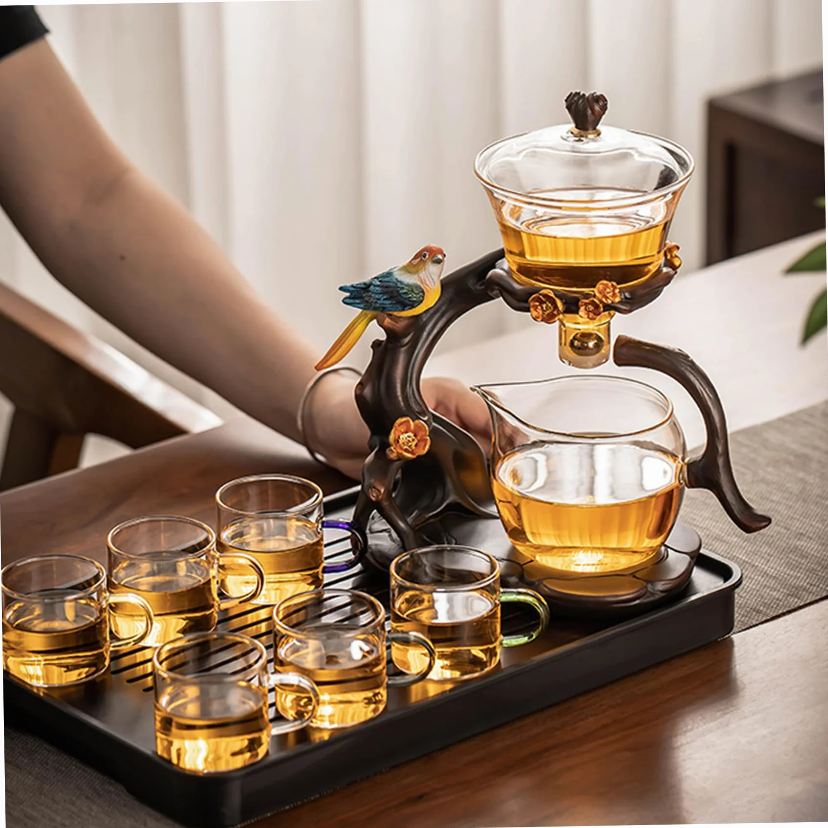 Teiera magnetica in vetro borosilicato alto con infuser 300 ml 460 ml set da tè semi-automatico