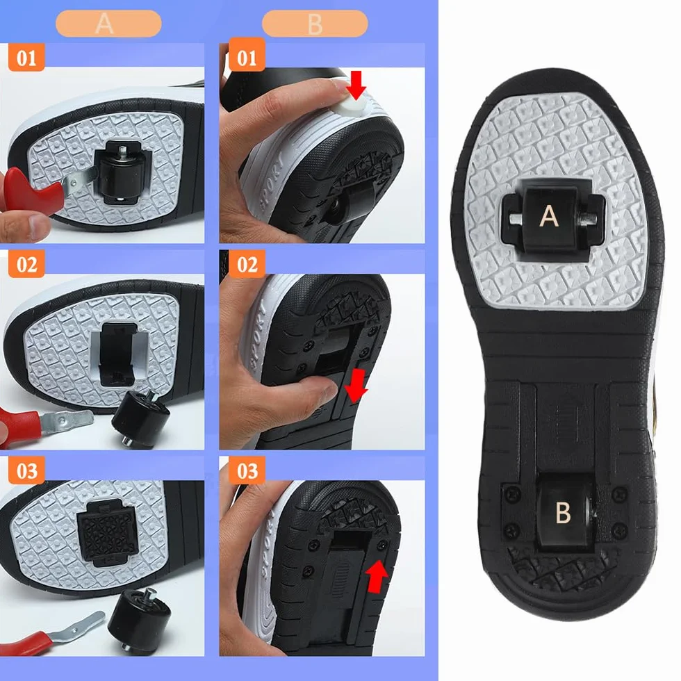 Scarpe con Rotelle Bambino Bambina Sportive Skateboard Sneakers Rotelle a Scomparsa 29-40 EU