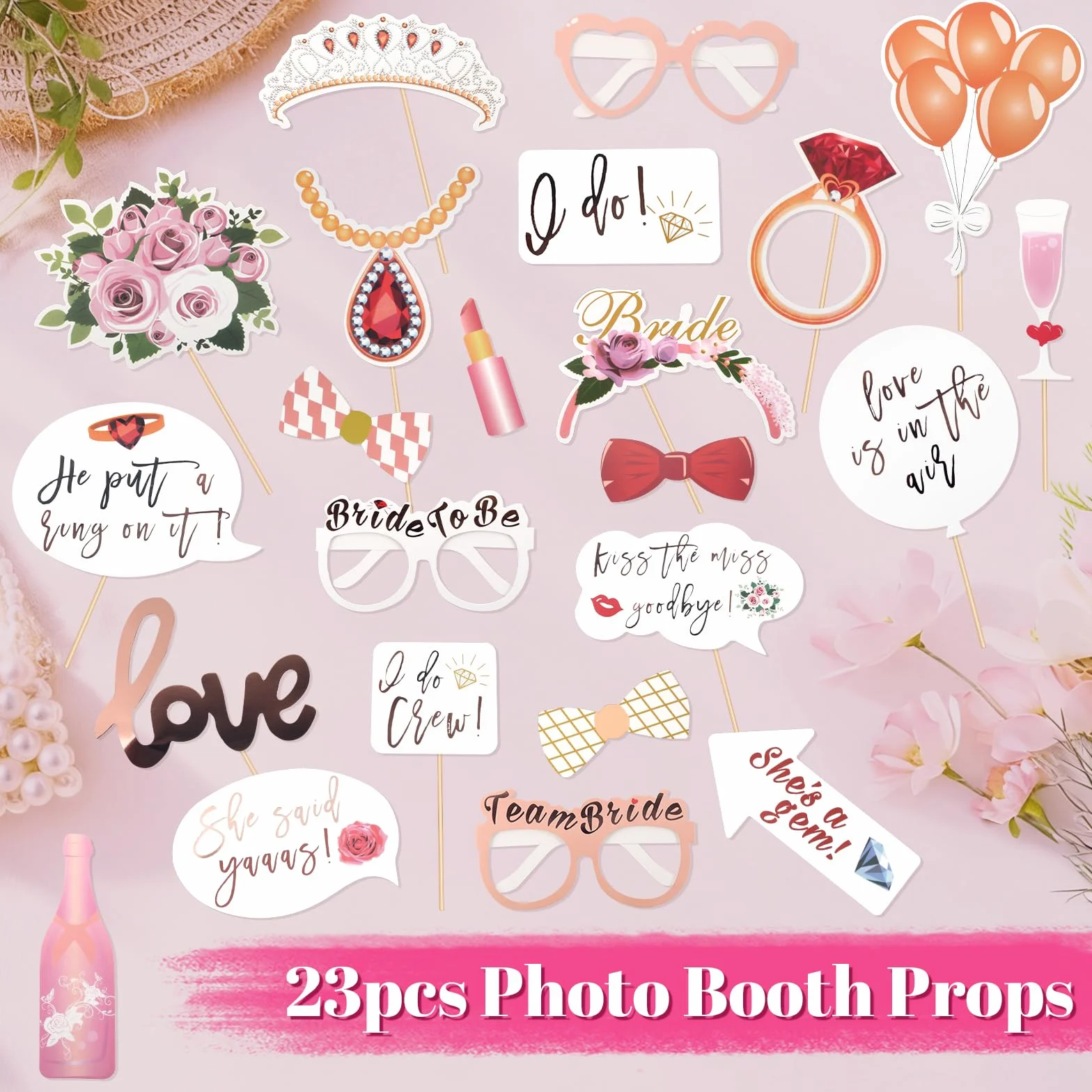 Accessori per fotobox JGA per donne, 24 accessori per fotobox per matrimonio, JGA cornice per foto gonfiabile e accessori per foto per gioco fotografico al matrimonio