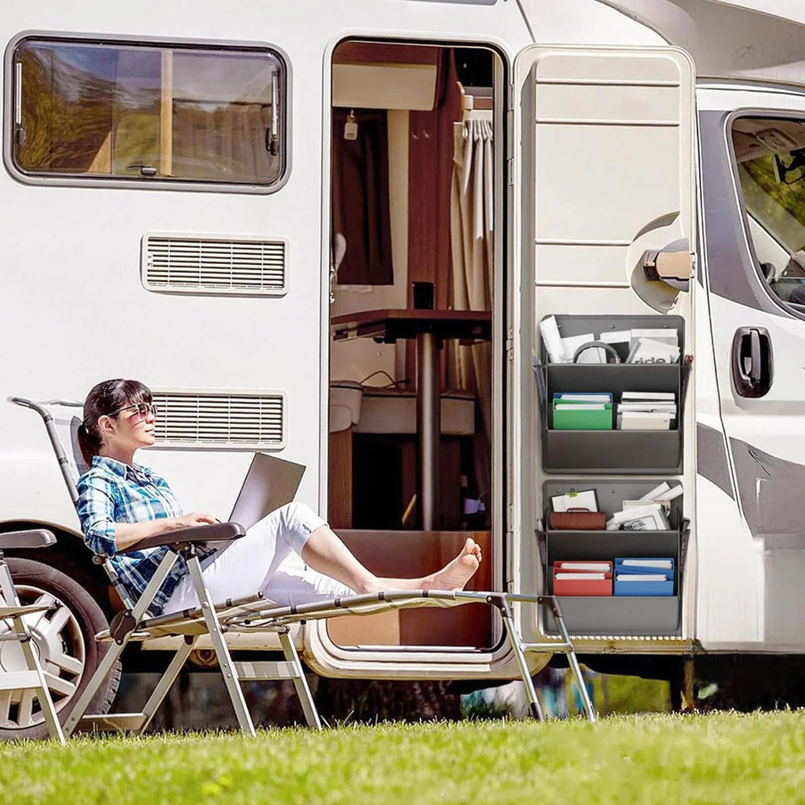 Scarpiera Per Camper A Parete Con Adesivo – Organizer Porta Scarpe In Tessuto Oxford Per Armadio, Ingresso